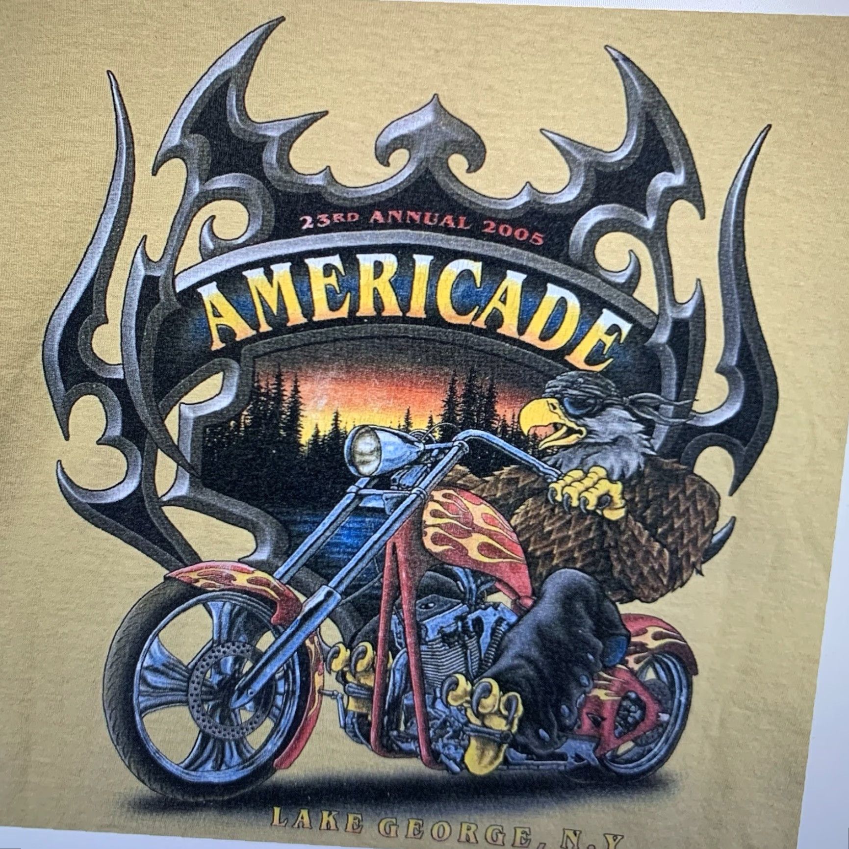Budweiser VINTAGE Budweiser Men's T-Shirt Biker Motorcycle Rally 2005 Short Sleeve Crew Neck Yellow Cotton XL Size US XL / EU 56 / 4 - 4 Thumbnail