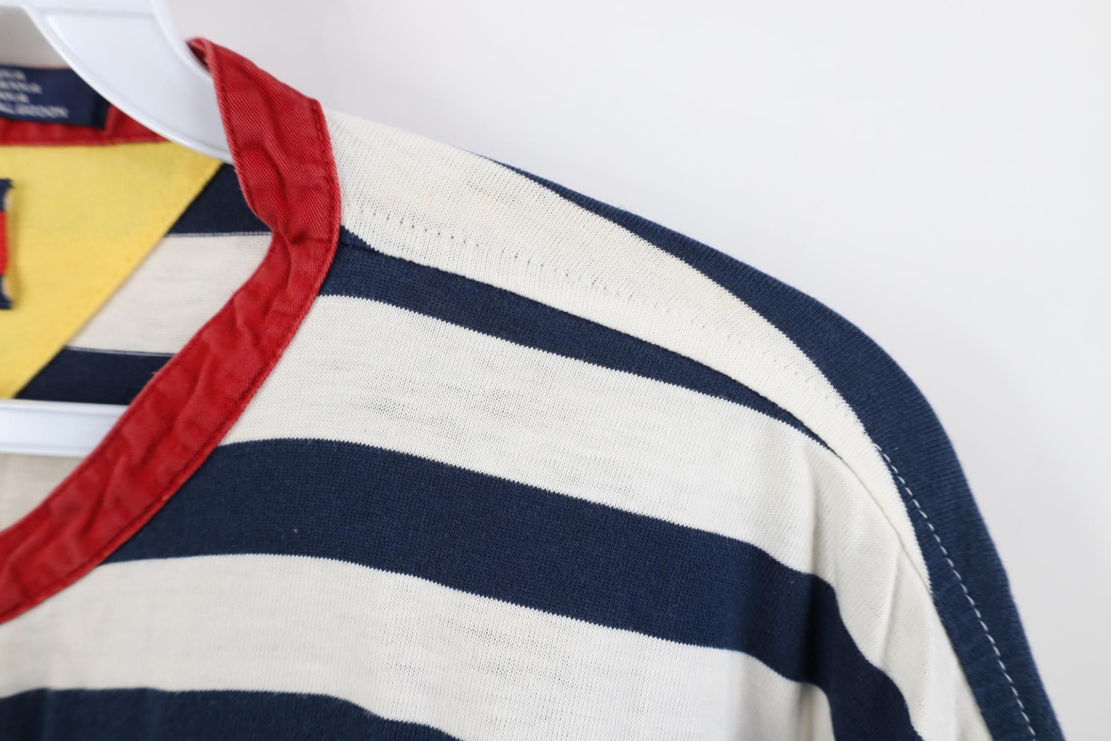 Tommy Hilfiger Vintage 90s Tommy Hilfiger Crest Striped Henley T-Shirt Size US L / EU 52-54 / 3 - 11 Thumbnail