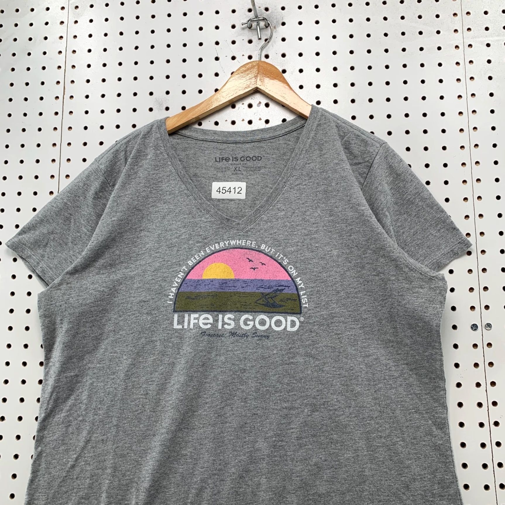 Life is Good Life Is Good Shirt Womens XL Gray Beach Outdoor Sunrise Sunset Crusher Tee Size XL / US 12-14 / IT 48-50 - 2 Thumbnail