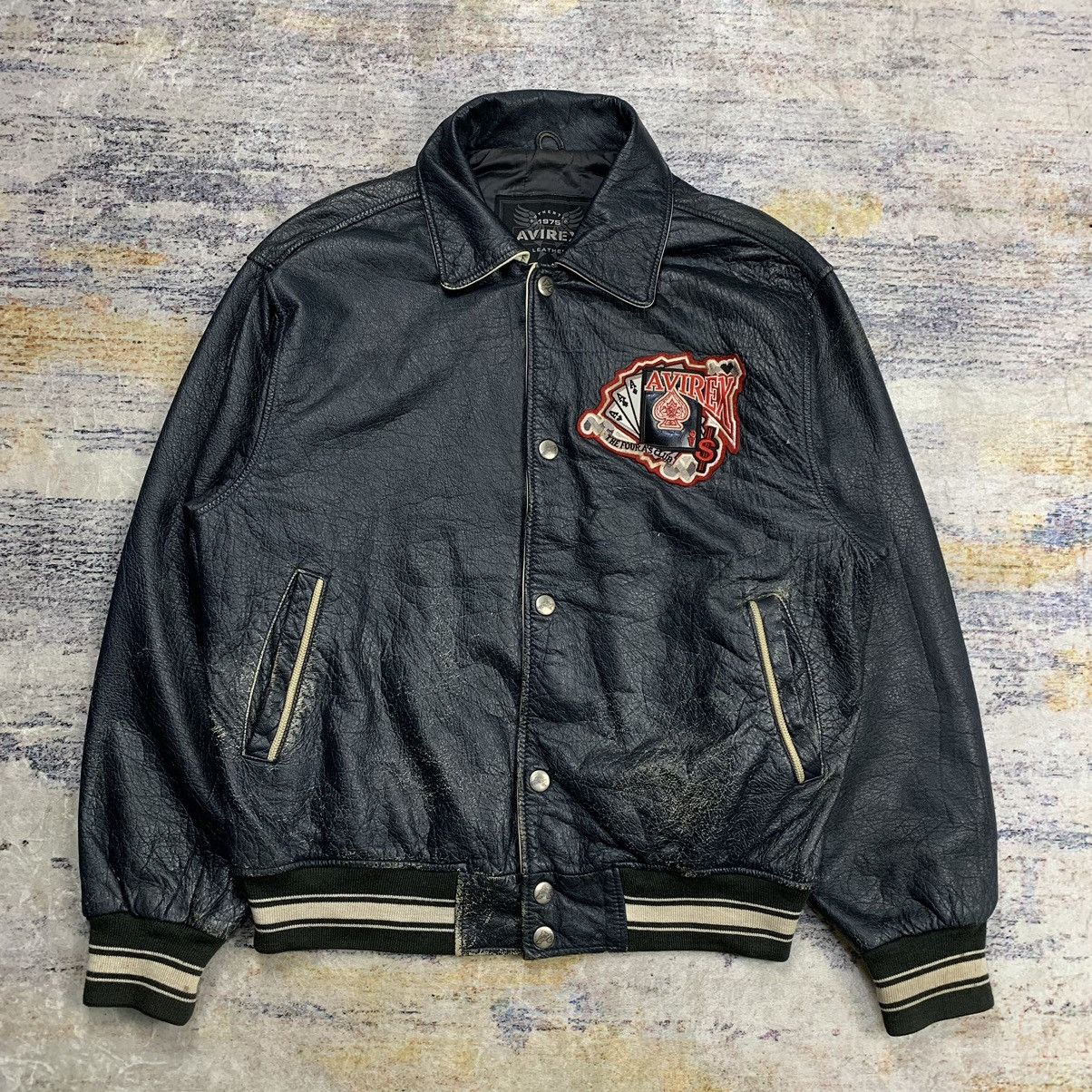 Vintage Vtg avirex gambler s club king casino bomber leather jacket Grailed