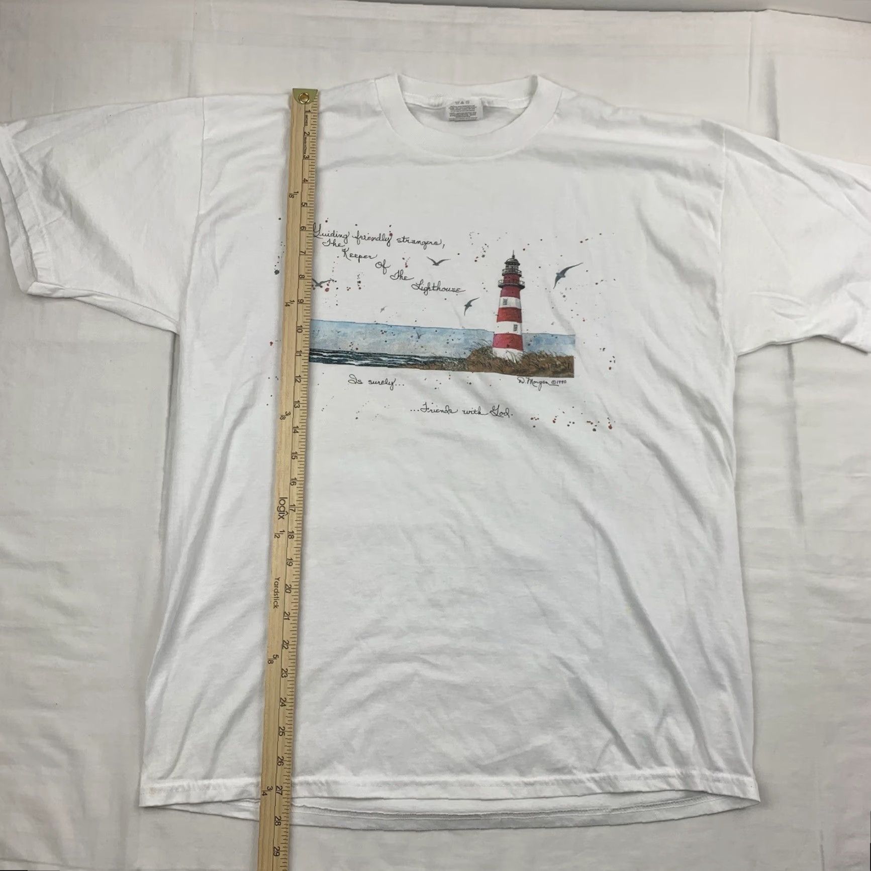Jerzees VINTAGE Jerzees T-Shirt Ocean Beach Lighthouse 90s Y2K White Adult XL Mens T-Shirt 90s Beach Nature Quote White XL Size US XL / EU 56 / 4 - 6 Thumbnail