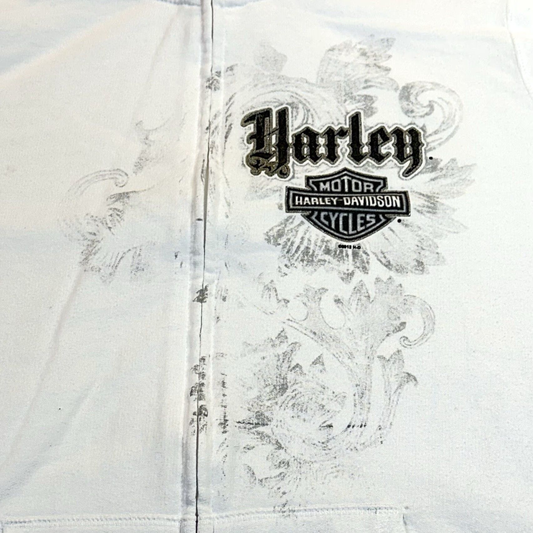 Harley Davidson Harley-Davidson Women's XL Long Sleeve Y2K Full Zip Sweatshirt Mock Neck White Logo Zipper Size XL / US 12-14 / IT 48-50 - 3 Thumbnail