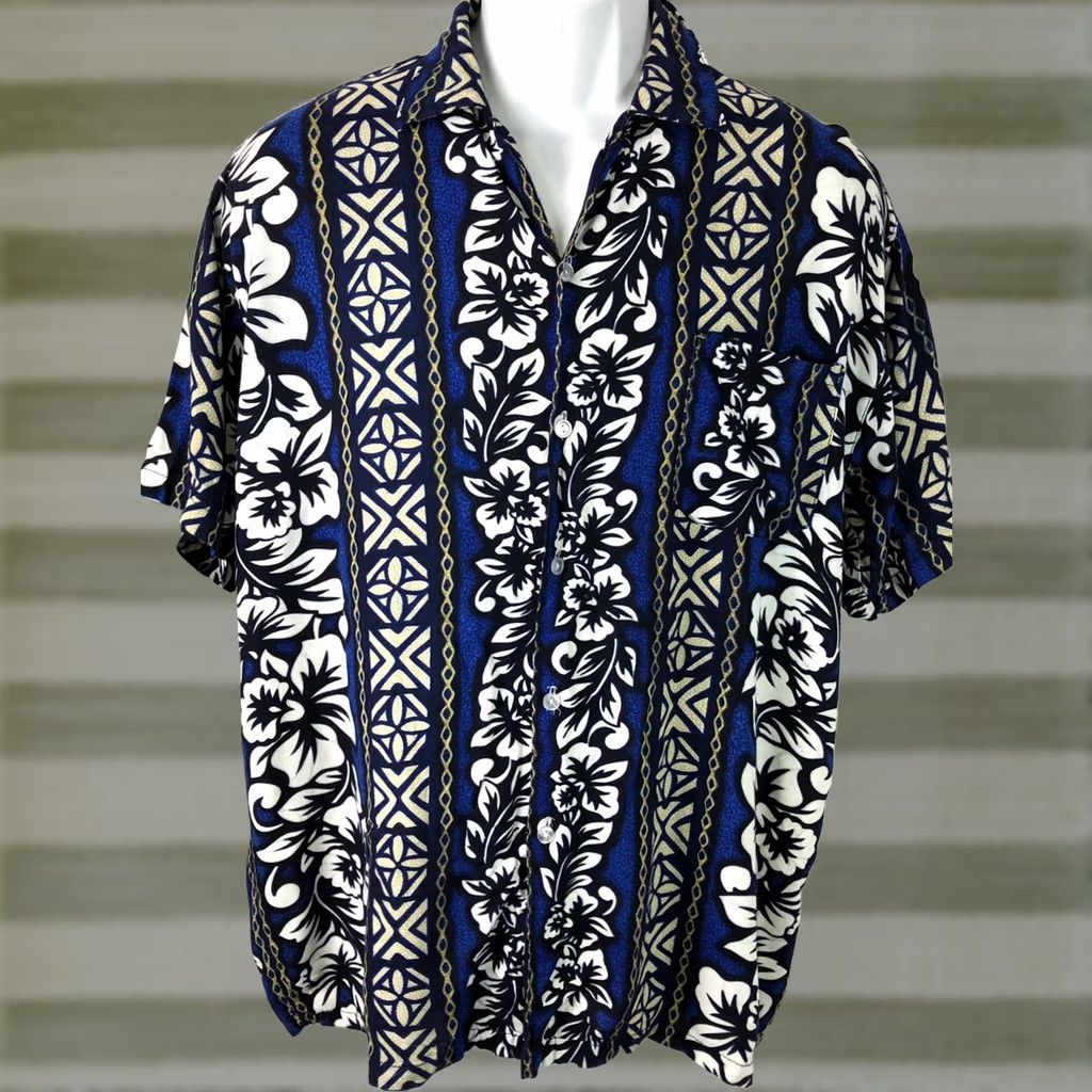 Vintage Koko Vintage Hawaiian Shirt M Blue Tropical Button-Up Short Sleeve Pocket Rayon Beach Luau Surf Retro 90s Bohemian Mens Size US M / EU 48-50 / 2 - 1 Thumbnail