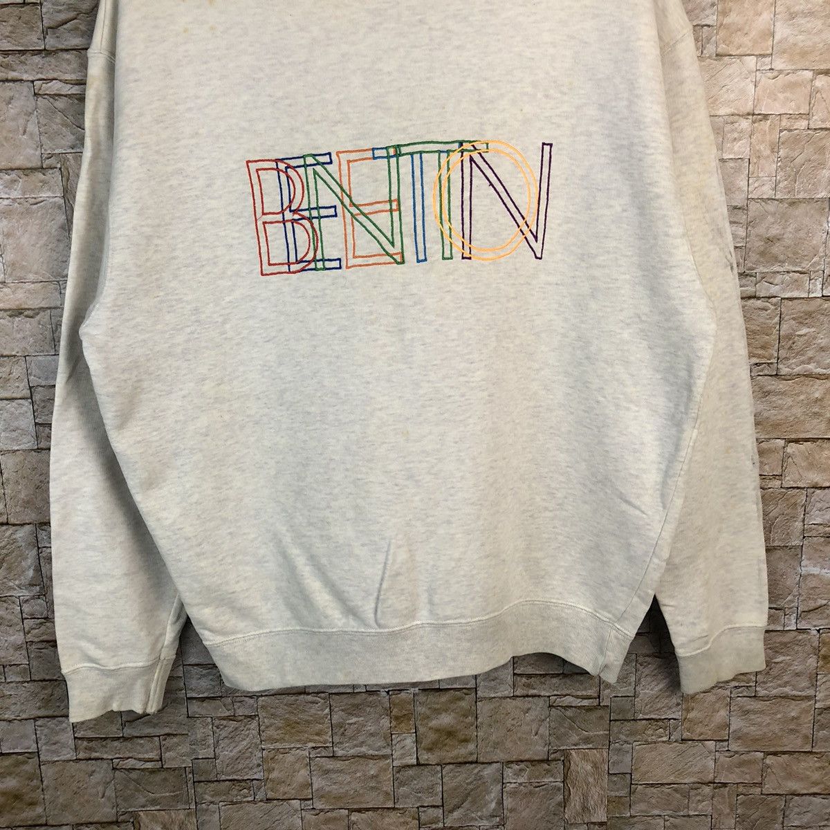 Benetton Made Italy Of Benneton vintage Cream Sweatshirt #A505 Size US M / EU 48-50 / 2 - 3 Thumbnail
