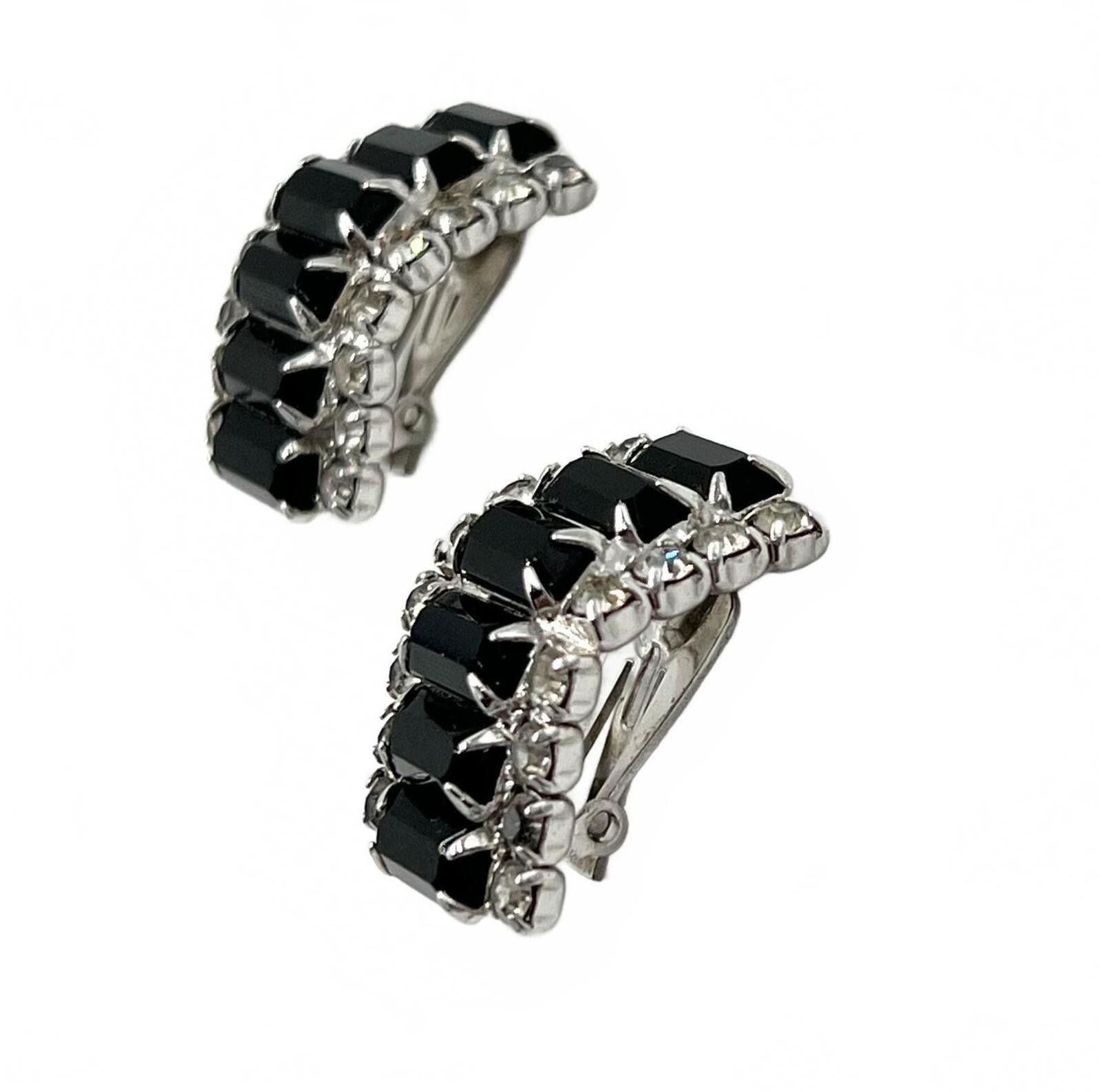 Stormy Kromer Kramer Black & White Rhinestone Arch Clip-On Earrings Size ONE SIZE - 1 Thumbnail