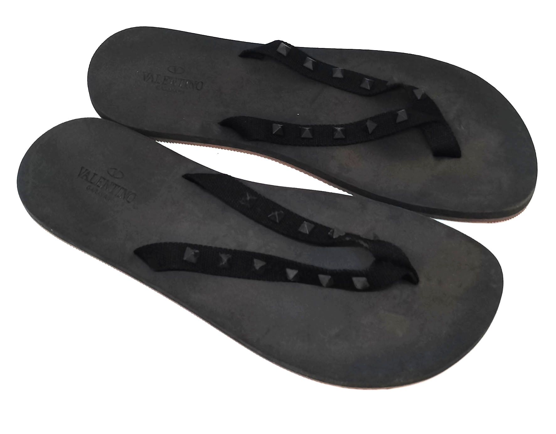 Valentino Valentino Garavani Rockstud Rubber Flip-Flops Black Size US 11 / EU 44 - 3 Thumbnail