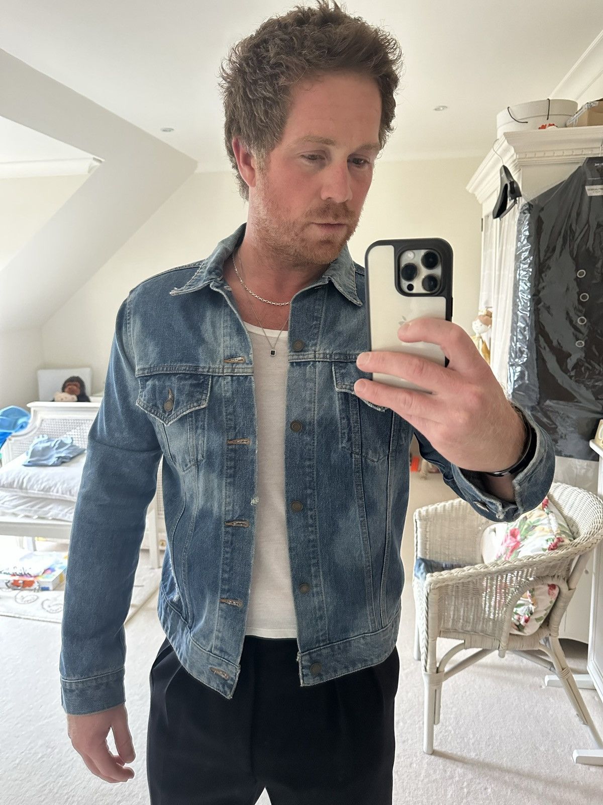 Saint Laurent Paris $1490 SS17 Saint Laurent Sweet Dreams studded denim jacket Size US L / EU 52-54 / 3 - 4 Thumbnail