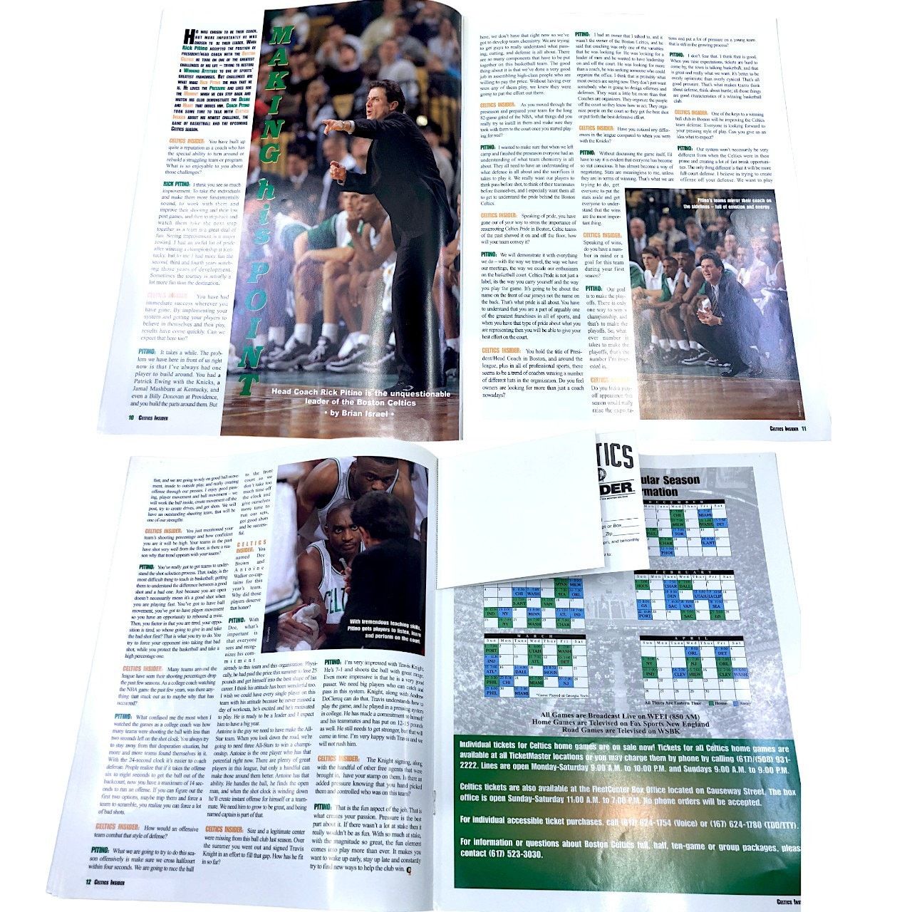 NBA Boston Celtics Insider Magazine November 1997 w Rick Pitino Size ONE SIZE - 6 Thumbnail