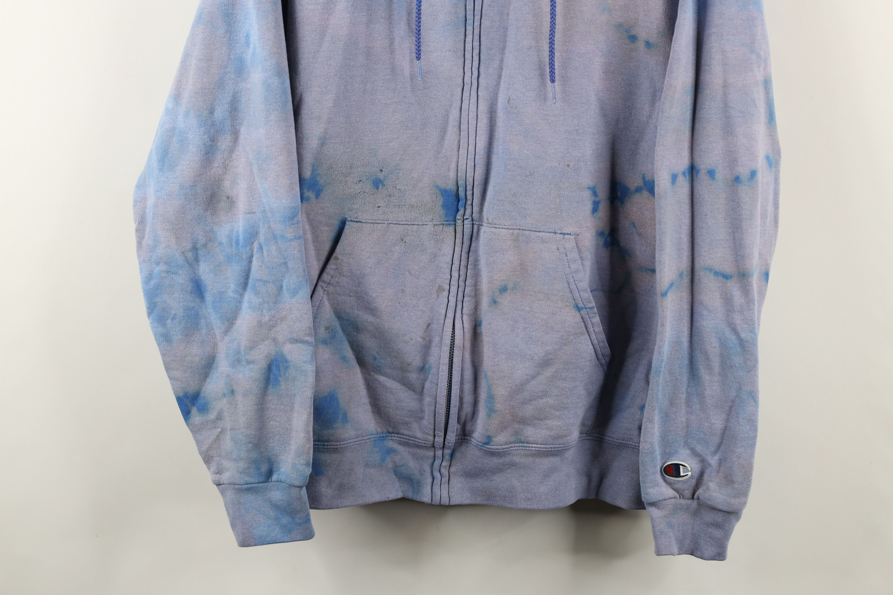 Champion × Vintage Vintage Champion Acid Wash Full Zip Hoodie Sweatshirt Blue Size US XL / EU 56 / 4 - 3 Thumbnail