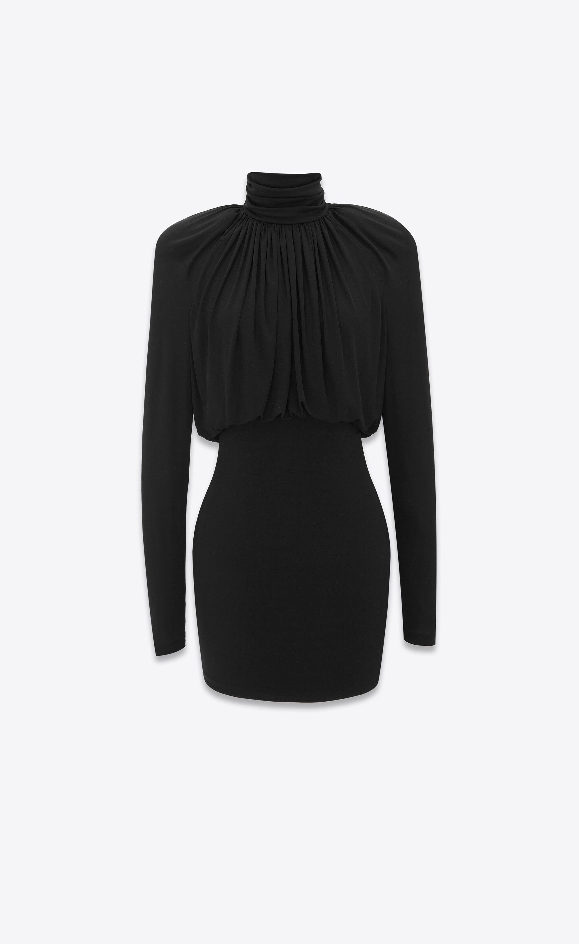 Saint Laurent Paris o1s1wg110125 748986 Dress in Crepe Jersey in Black Size M / US 6-8 / IT 42-44 - 1 Thumbnail