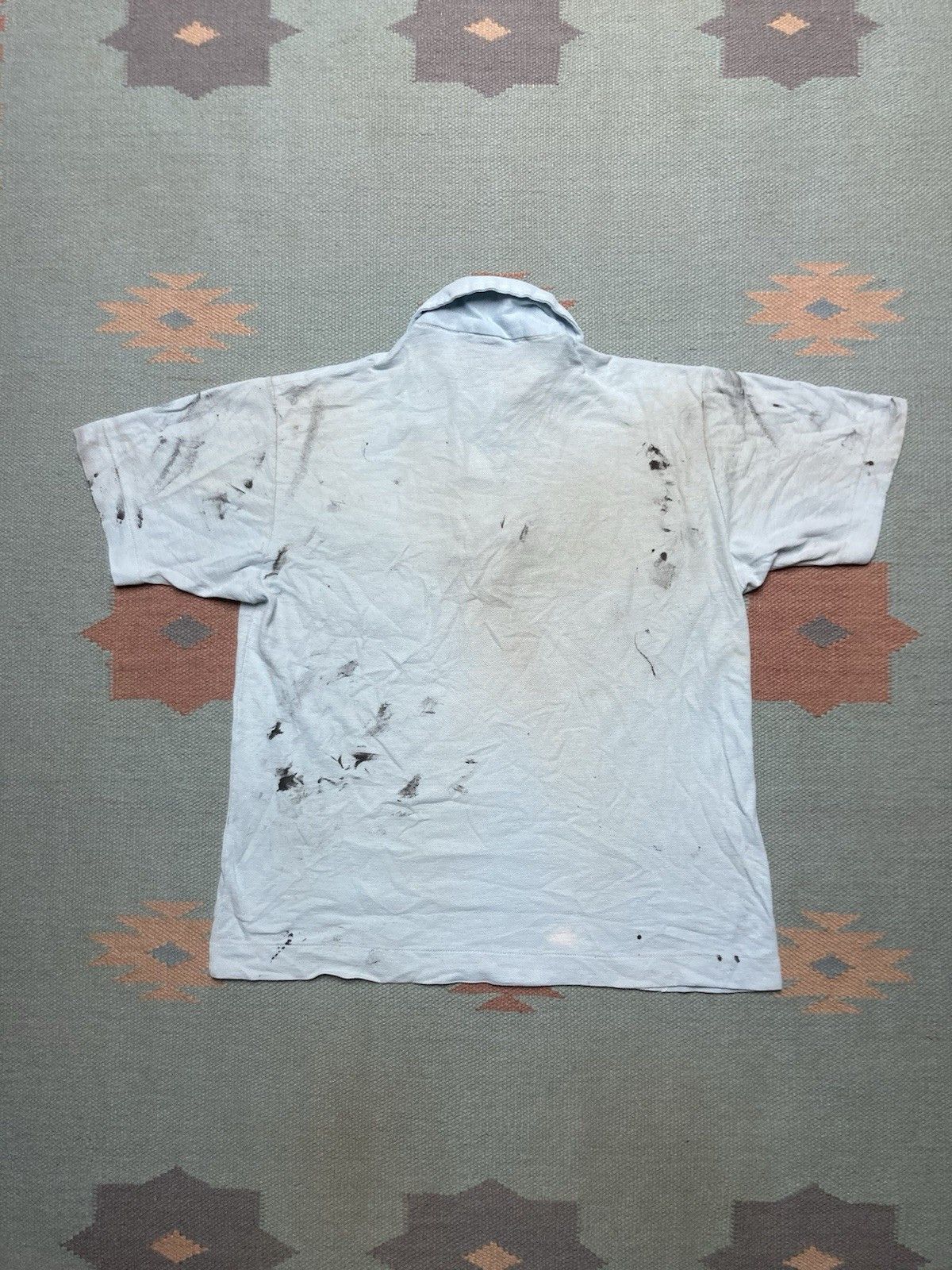 Vintage Vtg 70s 80s polo shirt paint stained light blue boxy medium Size US M / EU 48-50 / 2 - 8 Thumbnail