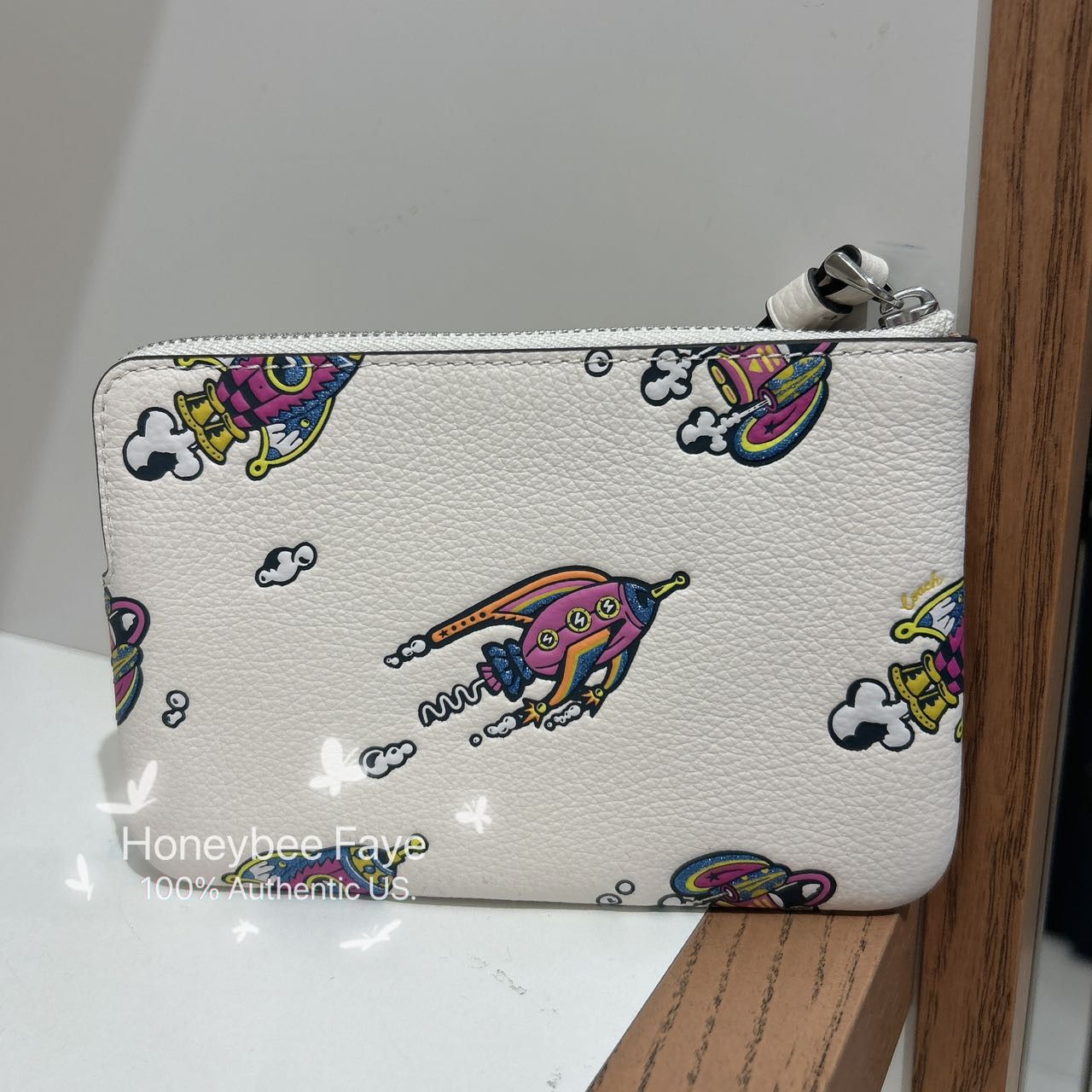Coach Cosmic Coach Corner Zip Wristlet With Rocket Print CW864 Size ONE SIZE - 2 Thumbnail