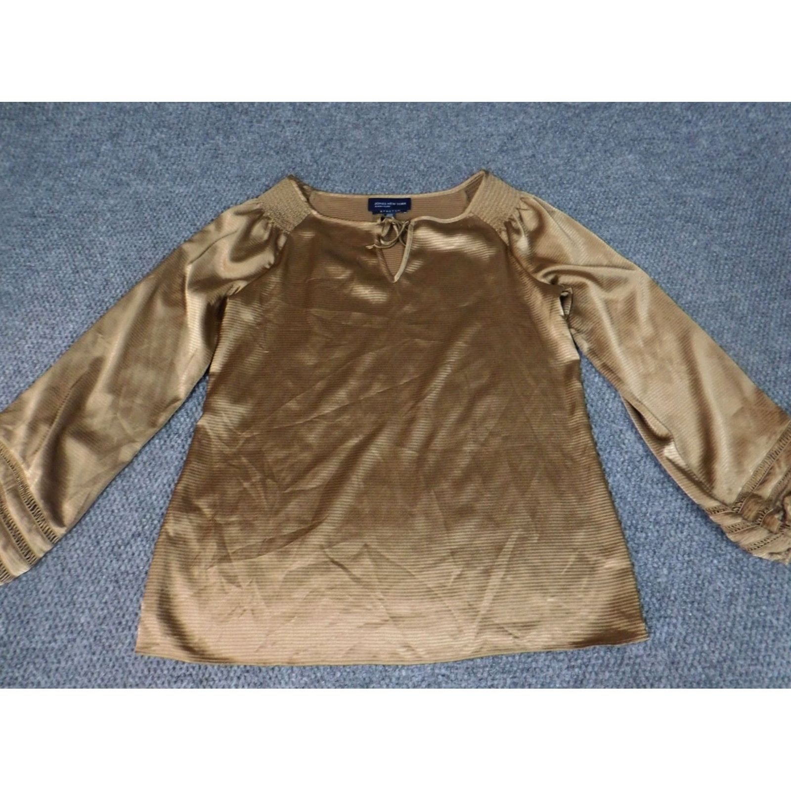 Jones New York Jones New York Blouse Top S Womens Gold Polyester Crew Neck Stretch Cap Sleeve Pullover Casual Size S / US 4 / IT 40 - 2 Thumbnail