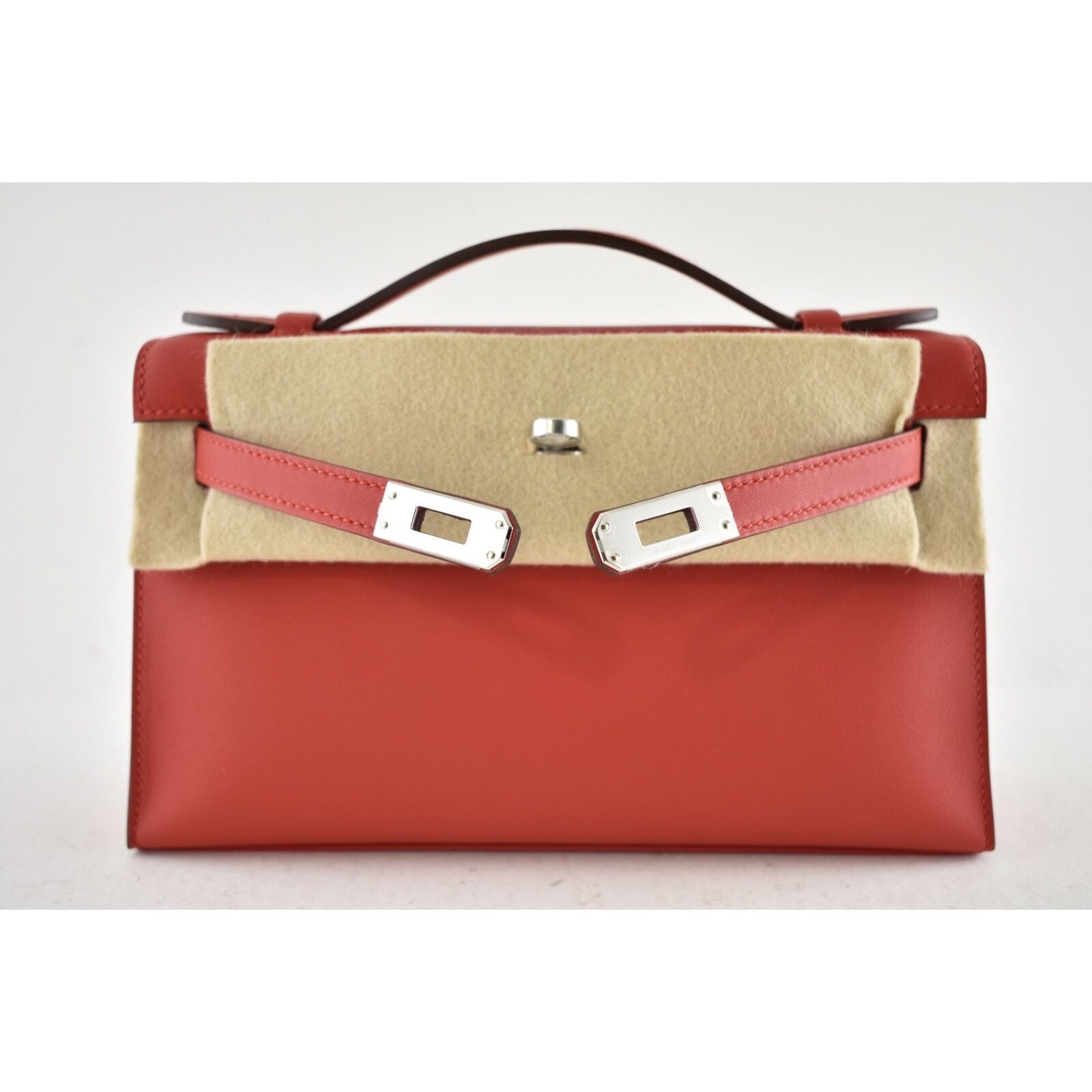 Hermes Hermes Mini Kelly Rouge Red Palladium Hardware Clutch Bag Size ONE SIZE - 9 Thumbnail