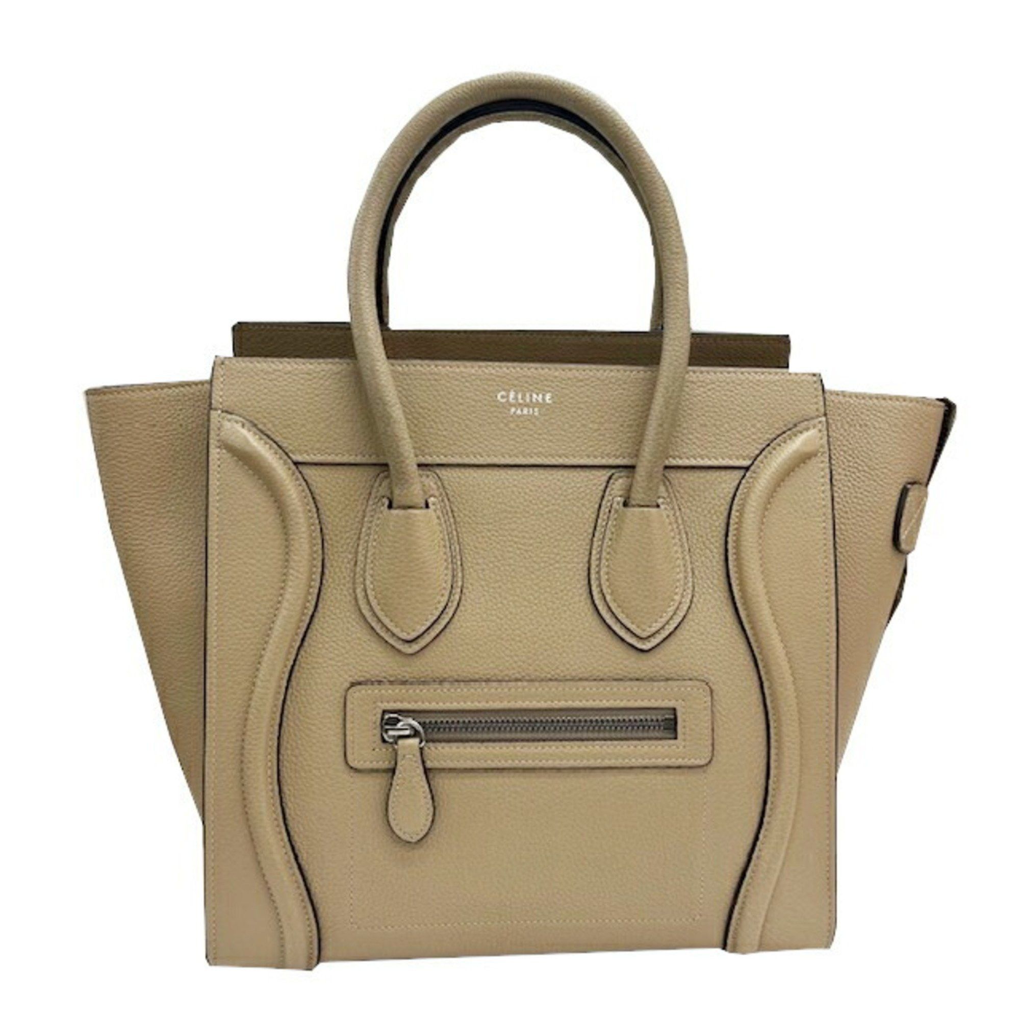 Celine CELINE Luggage Micro Shopper Leather Greige Handbag Tote Bag Women's Size ONE SIZE - 1 Thumbnail
