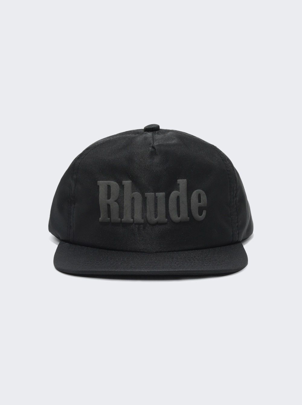 image of Rhude Satin Logo Snapback Hat Black, Men's
