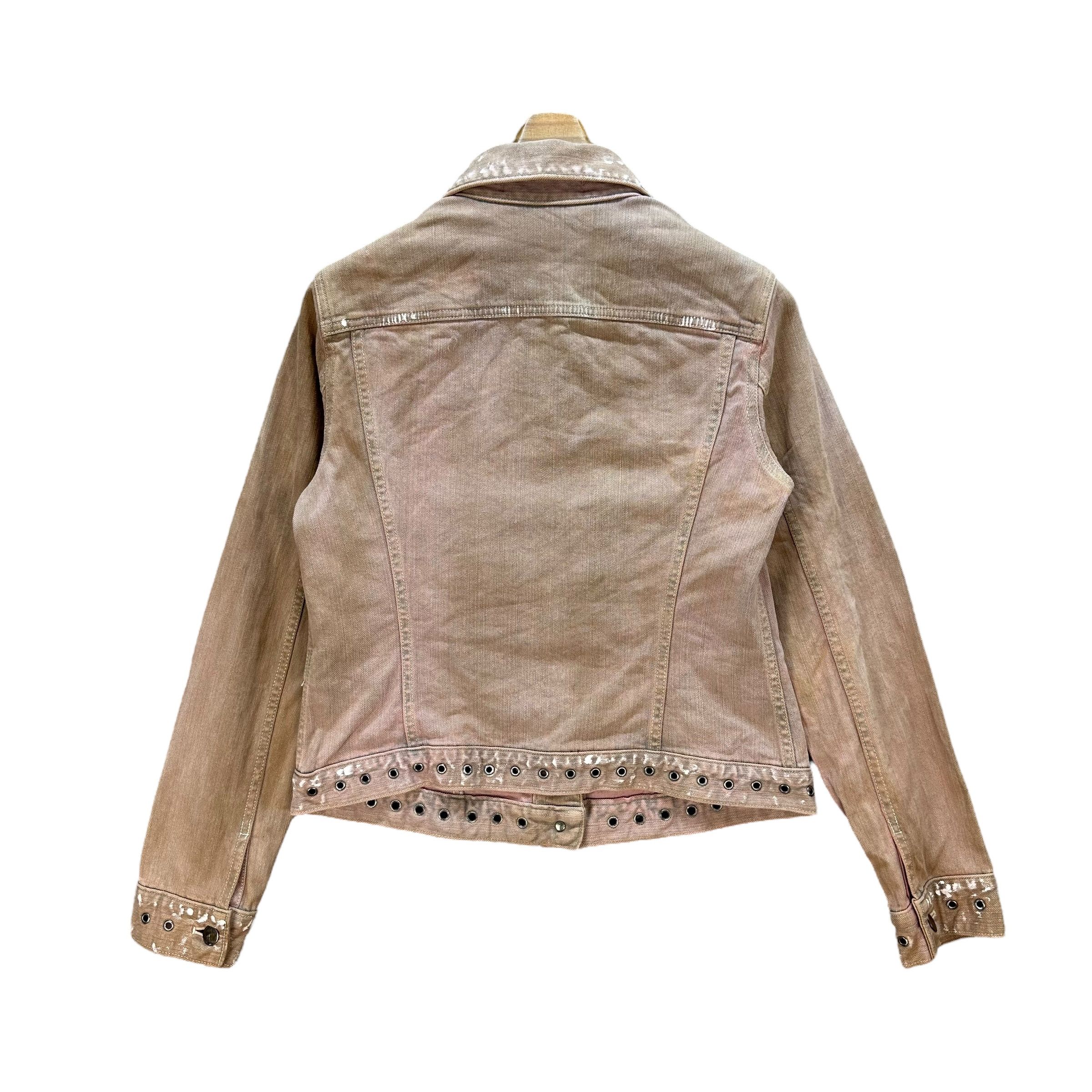 Japanese Brand PLANET REMIX Faded Pink Cropped Jean Jacket #A71-1740 Size M / US 6-8 / IT 42-44 - 13 Thumbnail