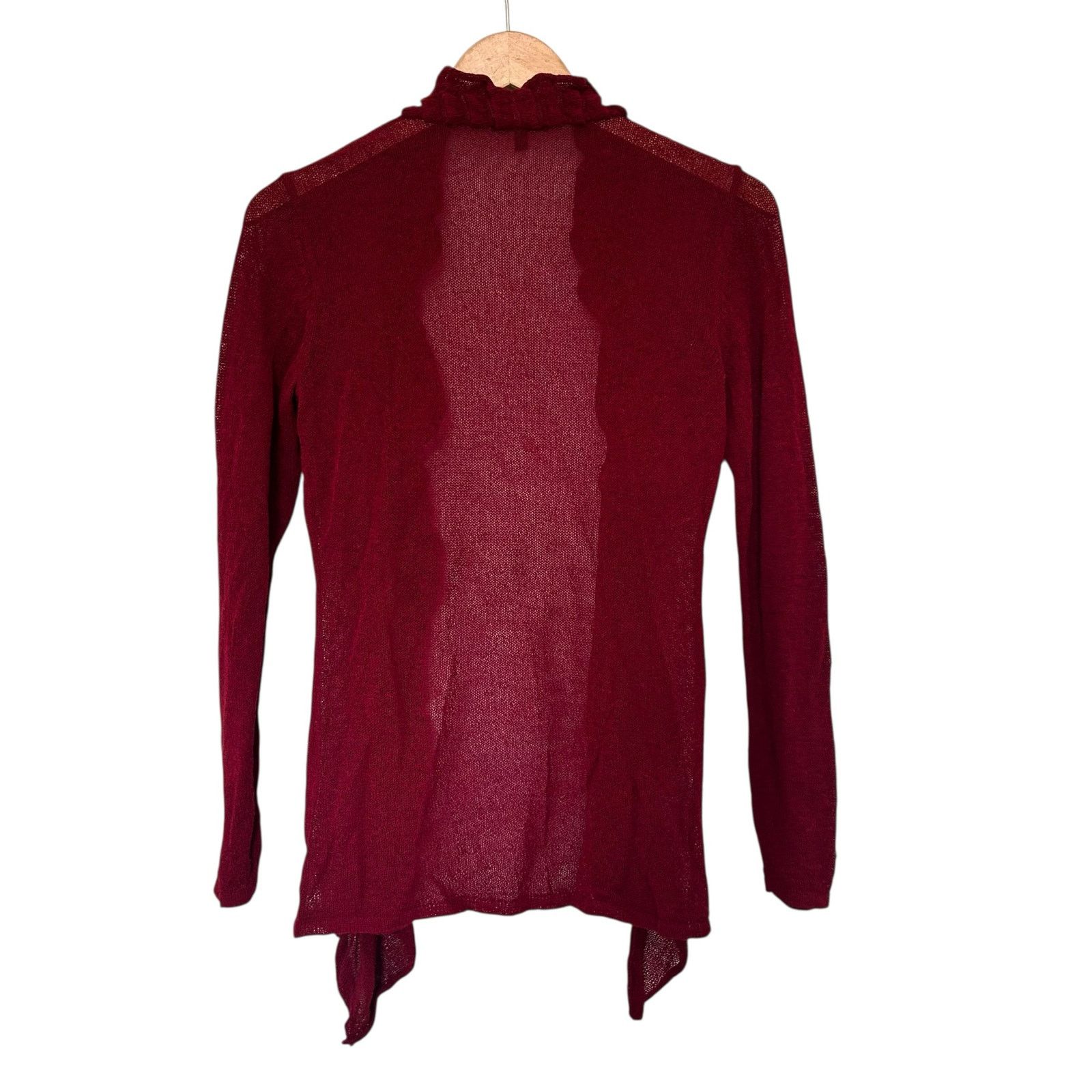 Eileen Fisher Eileen Fisher Red Rayon Linen Blend Ruffle Cardigan Sz XS Size XS / US 0-2 / IT 36-38 - 4 Thumbnail
