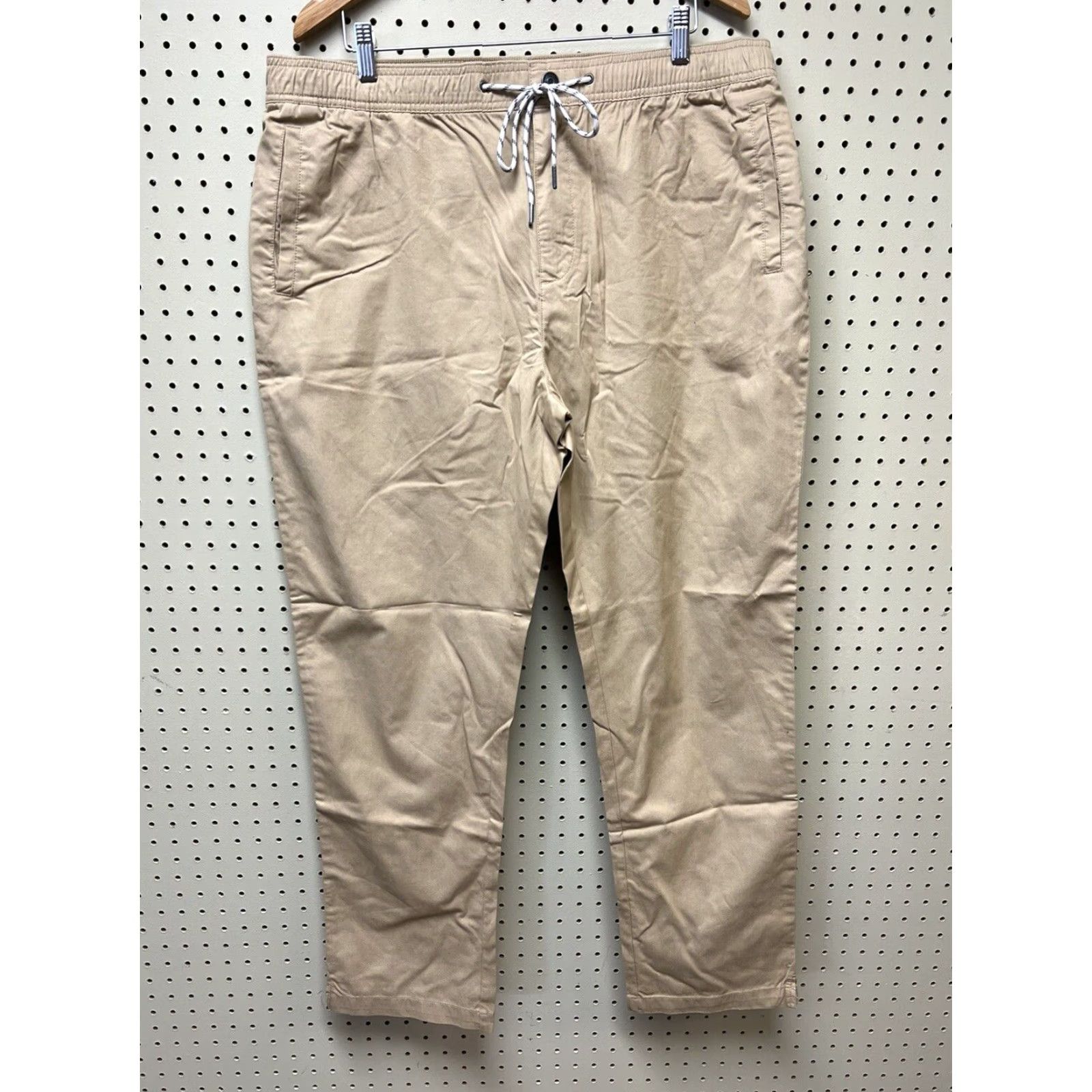 Reyn Spooner Reyn Spooner Solid Beach Twill Chino Drawstring Pants Men’s 2XL Khaki, Loose, Regular, 32 Inseam, Cotton, Beach Theme, Mens Size US 39 - 2 Thumbnail