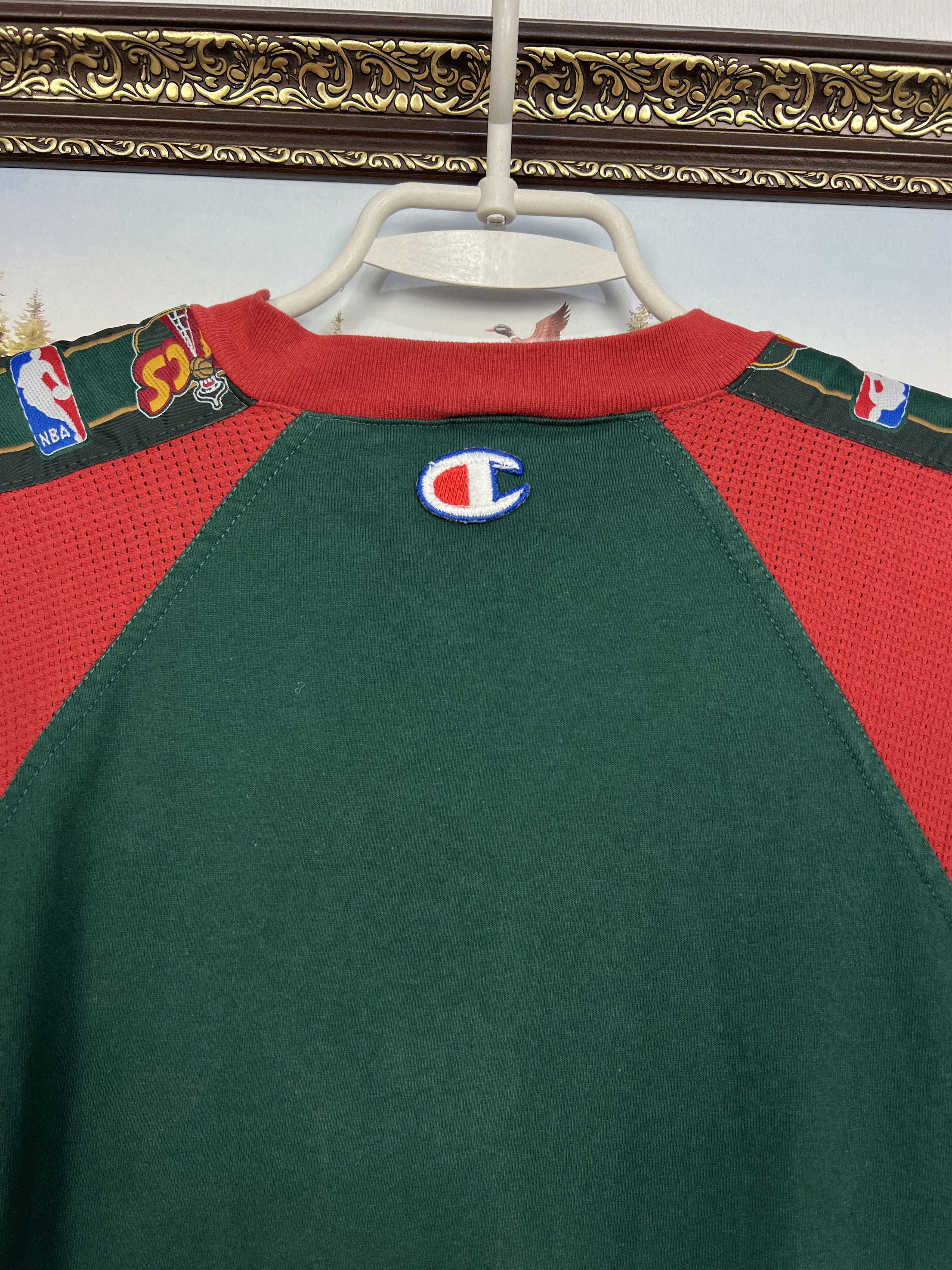 Champion Vintage Seattle Super Sonics Warm Up Jersey Over Print Shirt Size US L / EU 52-54 / 3 - 10 Thumbnail