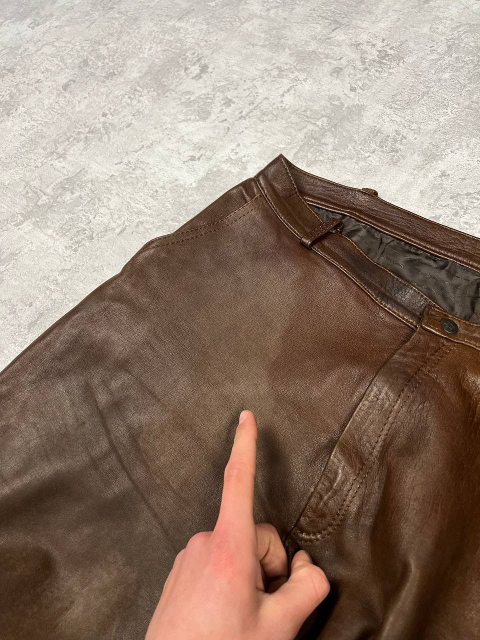 Genuine Leather Vintage Brown Leather Pants Y2K Size US 36 / EU 52 - 14 Thumbnail
