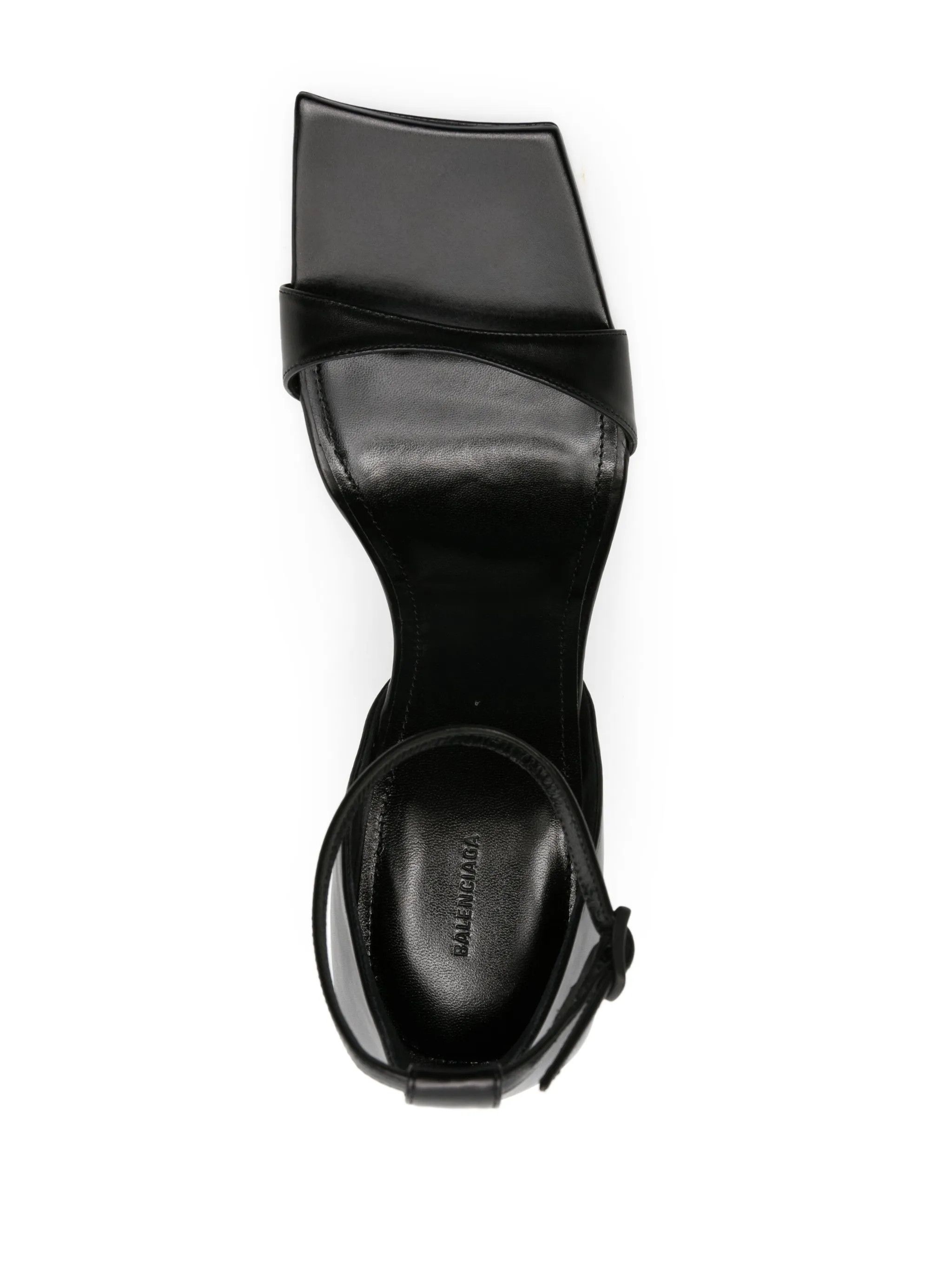 Balenciaga o1y0625 Leather Spool Heel Sandals in Black Size US 10 / IT 40 - 4 Thumbnail