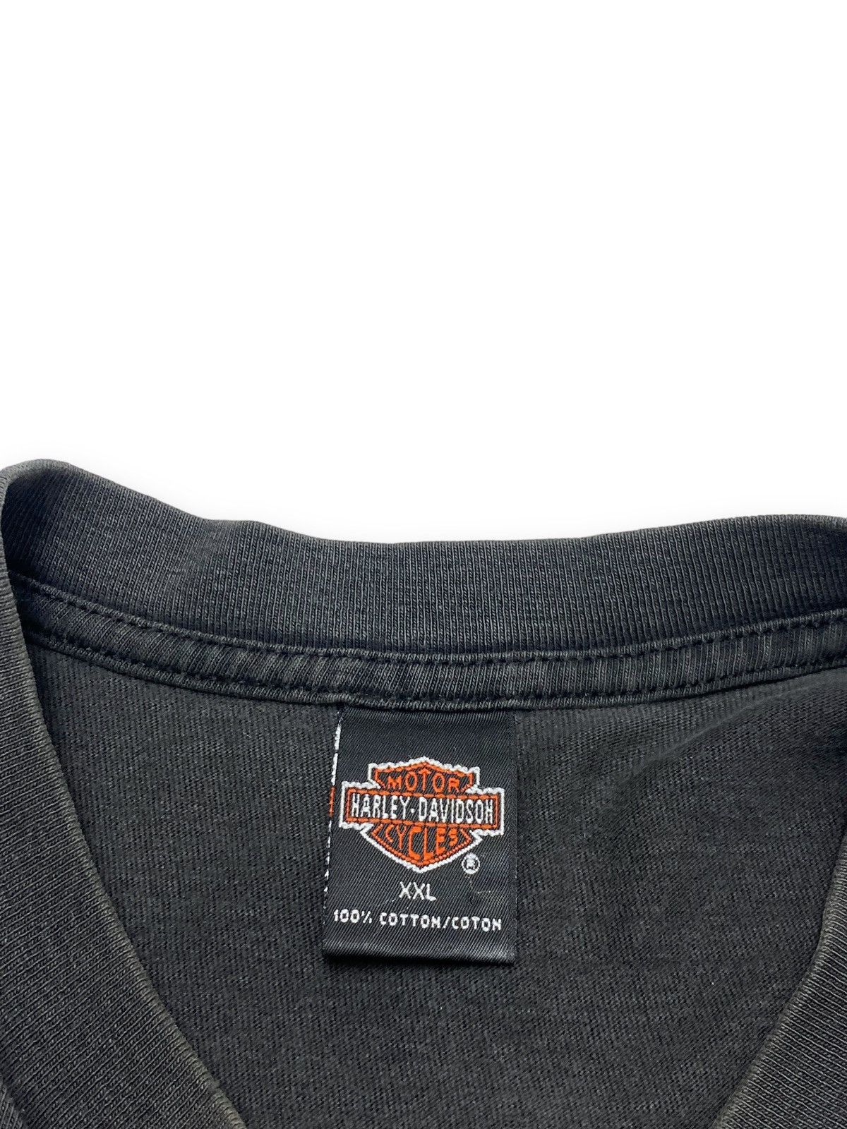 Harley Davidson 90s Vintage HARLEY DAVIDSON Black Faded Big Logo T Shirt Size US XXL / EU 58 / 5 - 4 Thumbnail