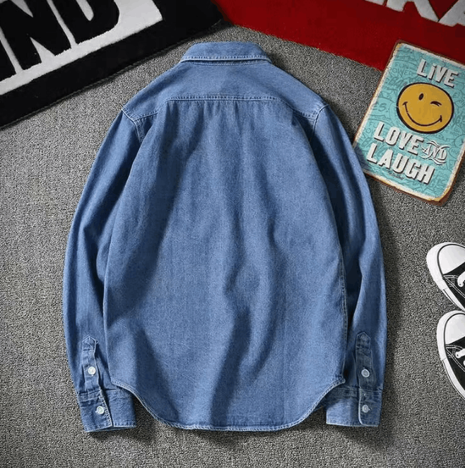 Japanese Brand × Vintage Japanese retro denim casual loose long-sleeved shirt jacket Size US M / EU 48-50 / 2 - 2 Thumbnail