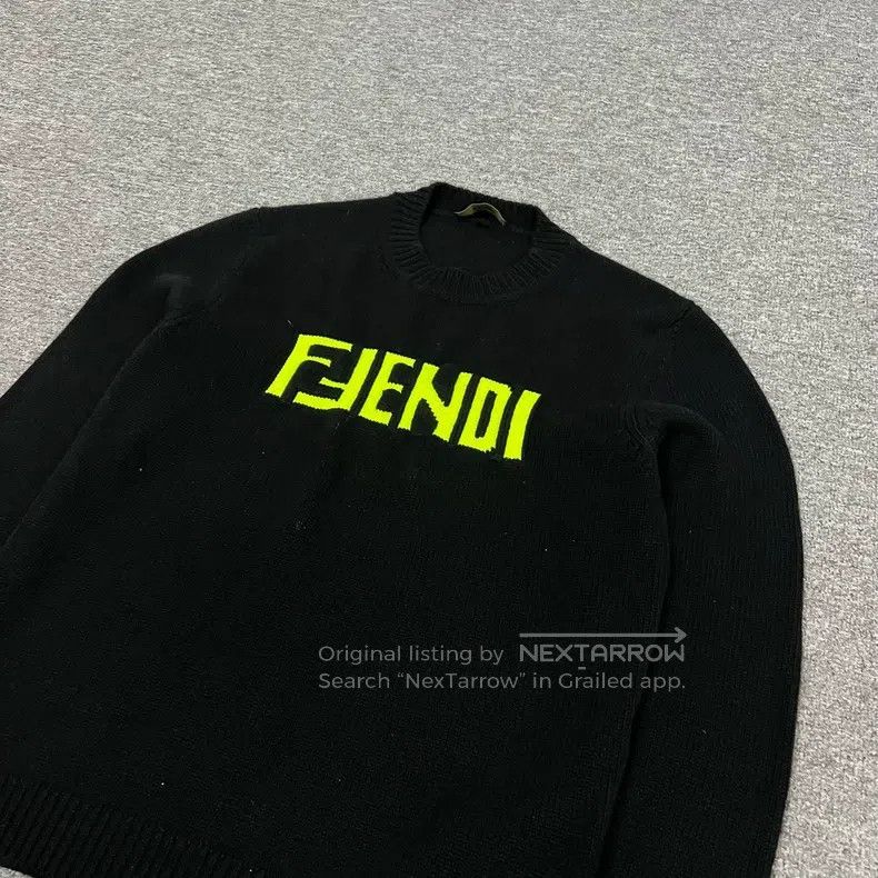 Fendi Fendi Green letter Logo floral cashmere knitted crew neck Size US S / EU 44-46 / 1 - 6 Thumbnail