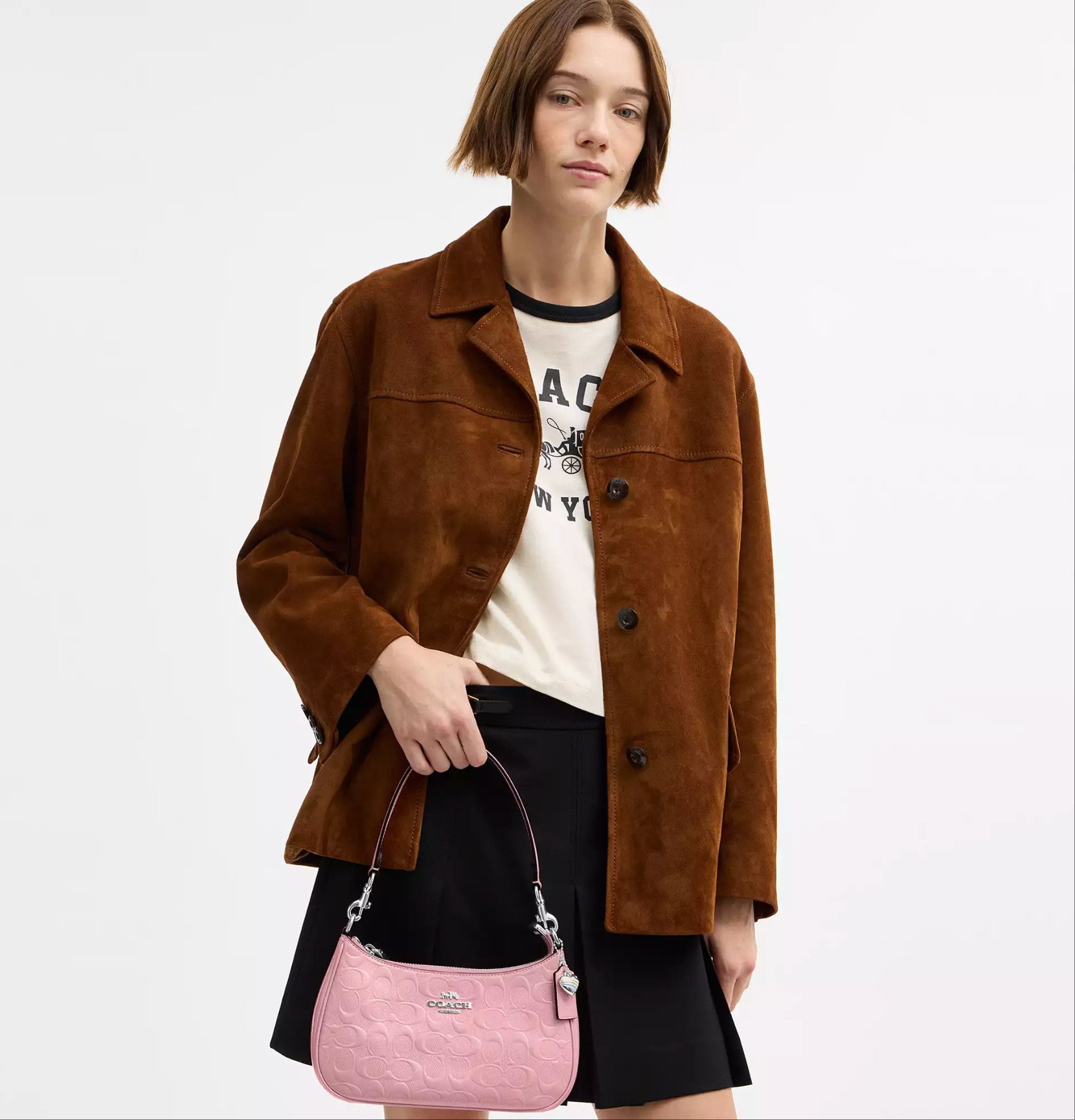Coach Teri Shoulder Bag In Signature Leather Heart Charm CDA98 Size ONE SIZE - 12 Thumbnail