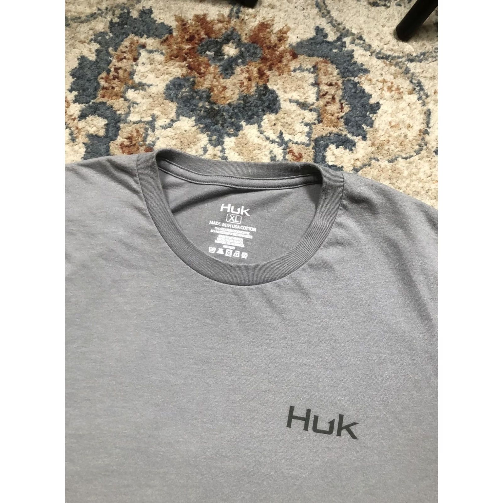 Vintage Huk Shirt Mens XL Gray Fishing Graphic Tee Short Sleeve Made With USA Cotton Size US XL / EU 56 / 4 - 6 Thumbnail