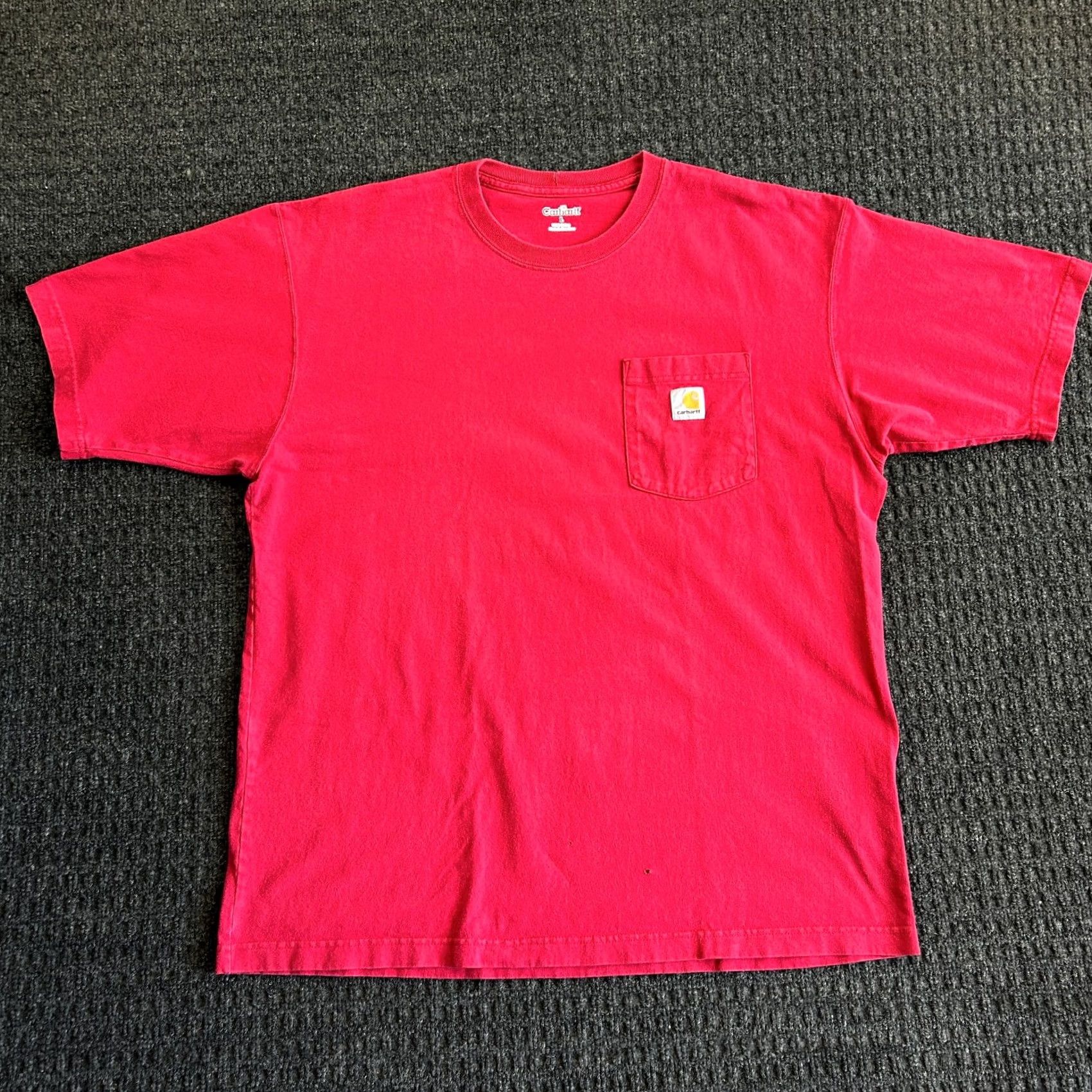 Carhartt VINTAGE Carhartt Mens T Shirt Pocket Red L Relaxed Boxy Fit Cotton Distressed Size US L / EU 52-54 / 3 - 3 Thumbnail