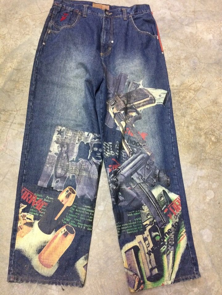 image of Vintage 90's Arme Welcome To The Hood Guns Biggie Tupac in Blue, Men's (Size 36)