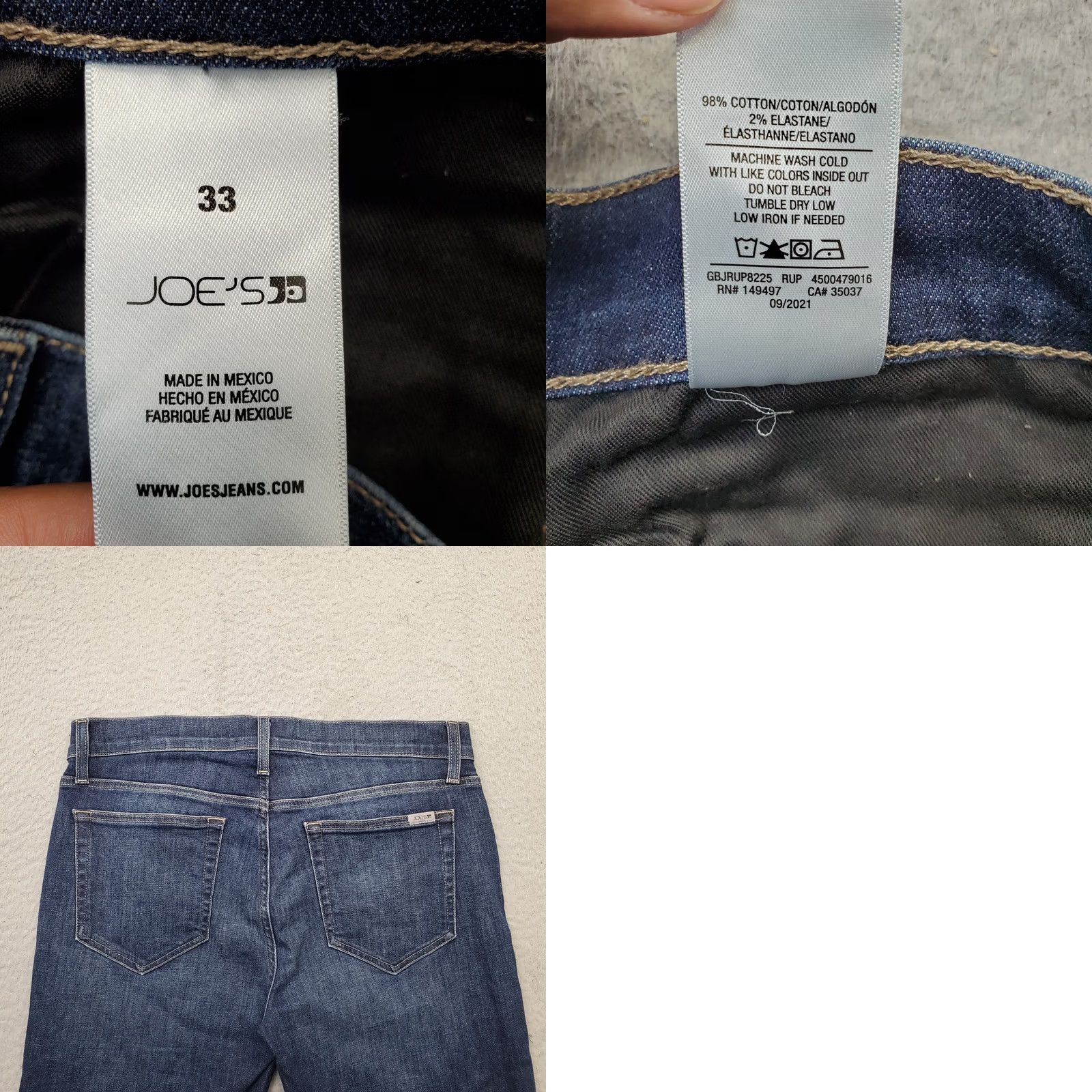 Vintage Joe's Jeans Womens 33 Blue Denim Faded Single-Stitch 5-Pocket Straight Leg Jeans Size 24" / US 00 / IT 34 - 8 Thumbnail