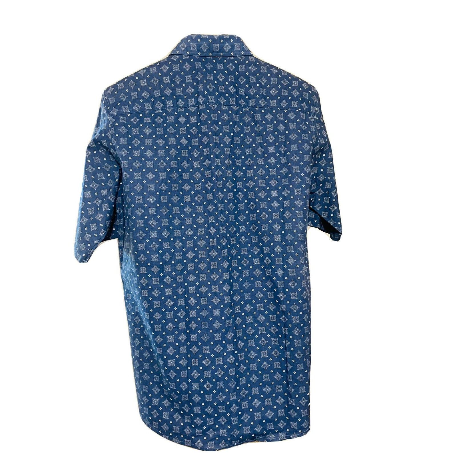 Vintage Key Elements Mens Blue Short Sleeve Button-Down Shirt M Retr Size US M / EU 48-50 / 2 - 5 Thumbnail