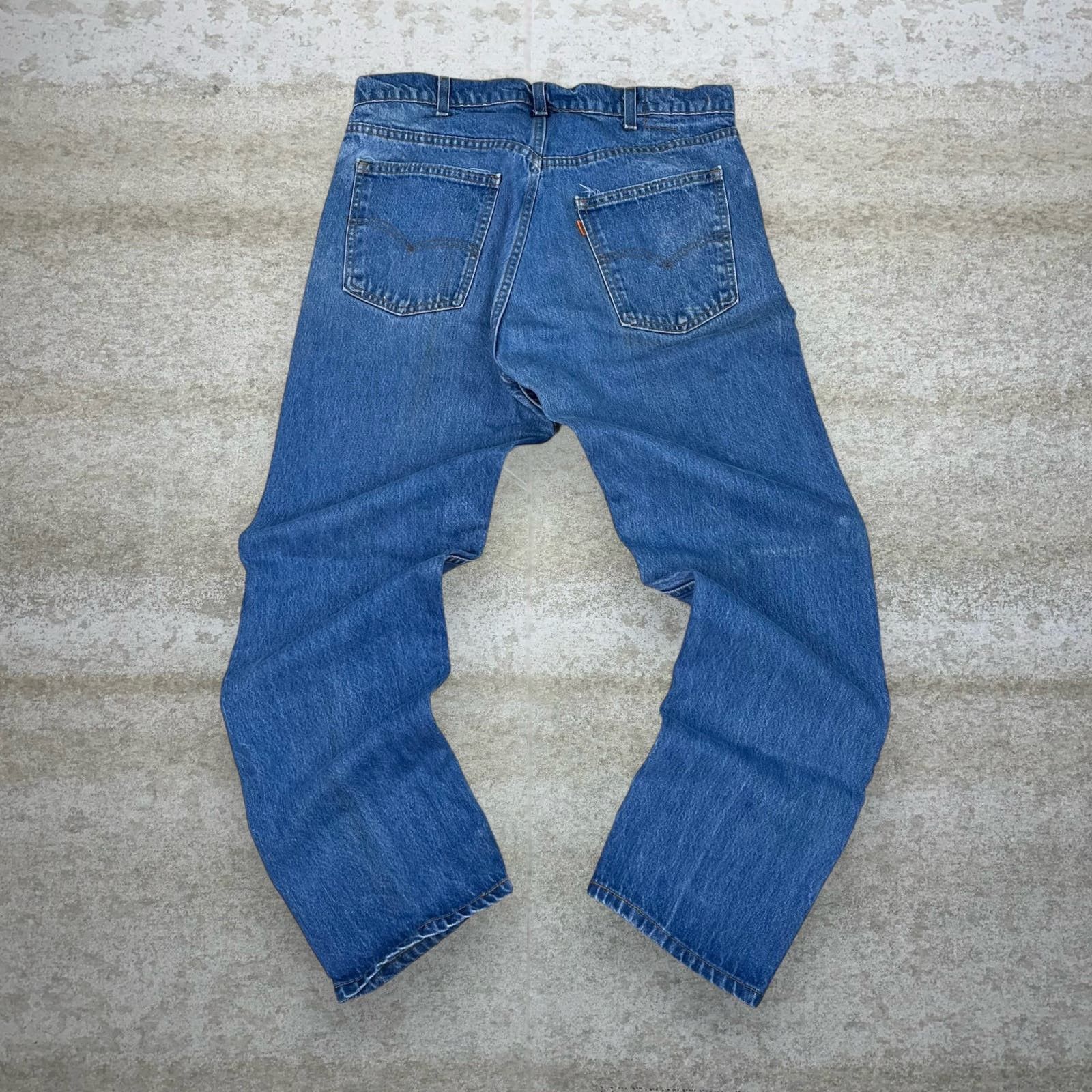 Image of Crazy True 70's Vintage Orange Tab Levis Jeans Straight Fit in Blue, Men's (Size 33)