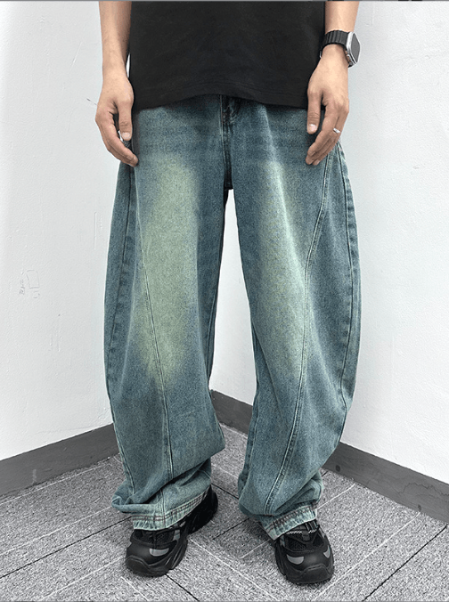 Japanese Brand × Jean Vintage scimitar silhouette stitching casual washed jeans Size US 34 / EU 50 - 1 Thumbnail