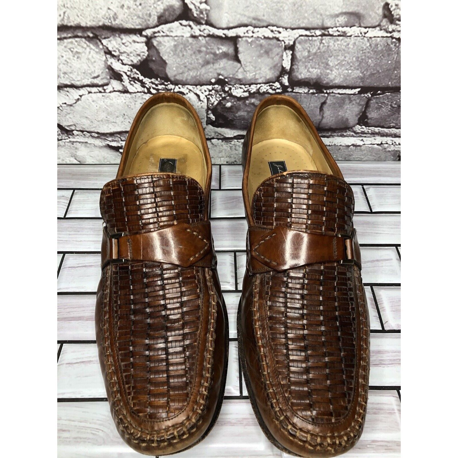 Johnston & Murphy Johnston & Murphy Handcrafted Brown Leather Weaves Dress Loa Size US 11 / EU 44 - 18 Thumbnail