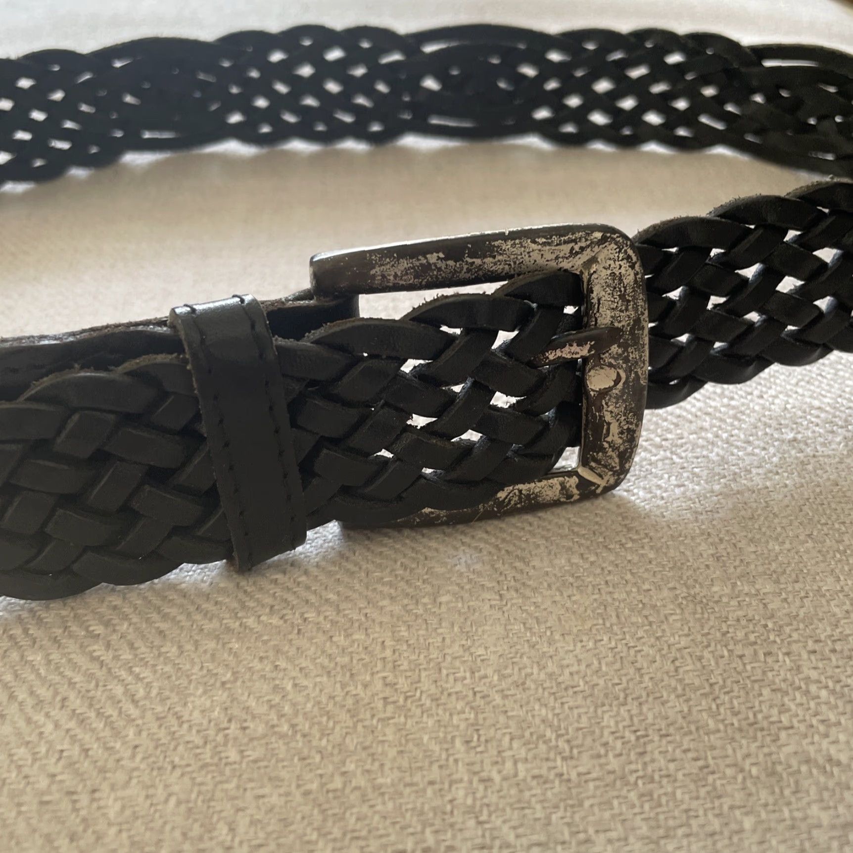Fossil VINTAGE Fossil Braided Leather Belt Western Black Cowgirl 90s Med 35” Womens Belt Size ONE SIZE - 2 Thumbnail
