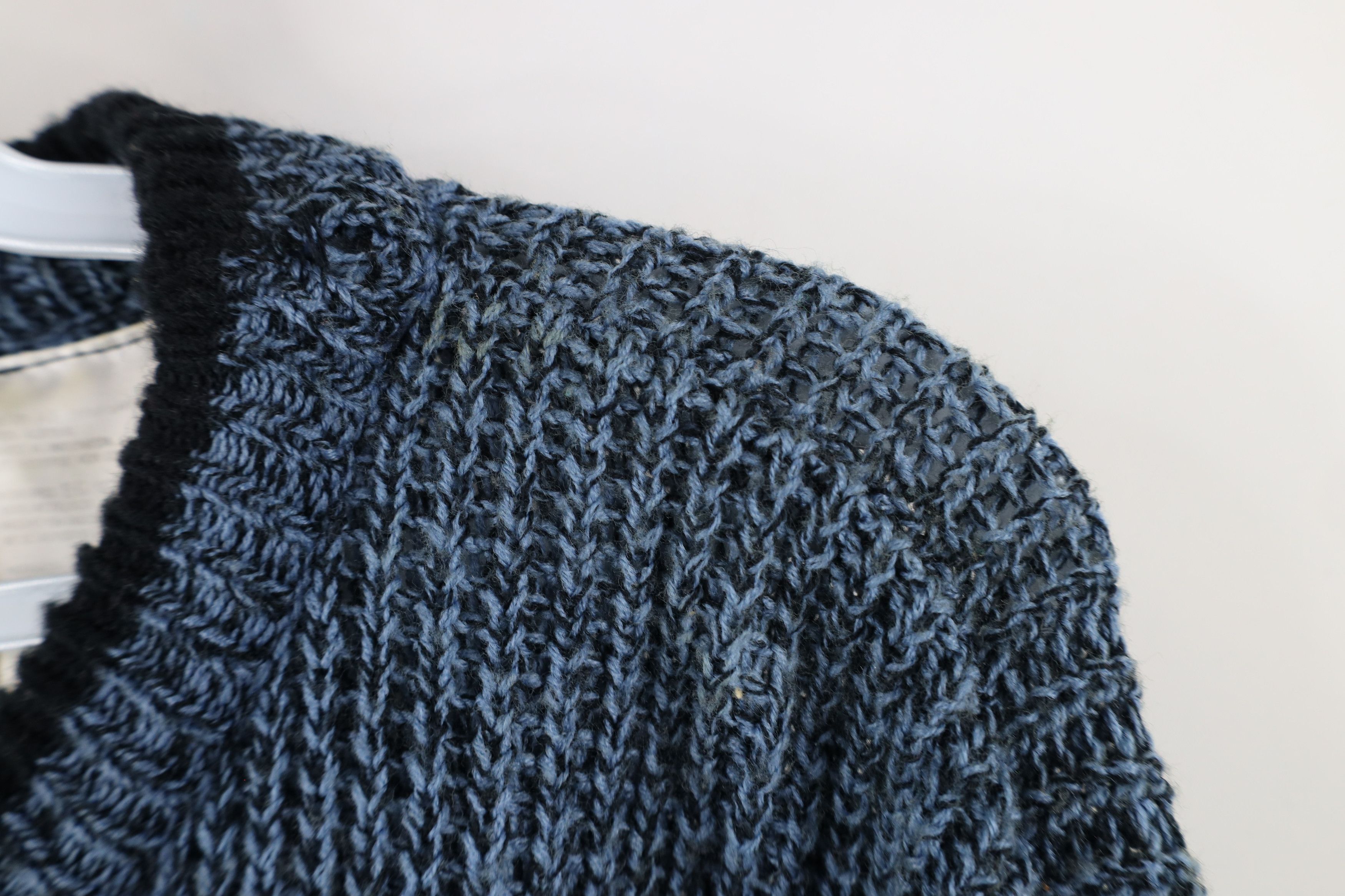 Vintage Vintage 90s Streetwear Blank Chunky Ribbed Knit Sweater Blue Size US XL / EU 56 / 4 - 5 Thumbnail