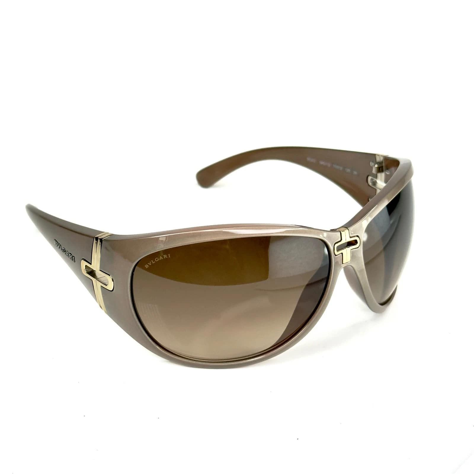 Bvlgari BVLGARI BV8040S 8040 Brown Gold Pearl Wrap Mask Sunglasses Size ONE SIZE - 5 Thumbnail