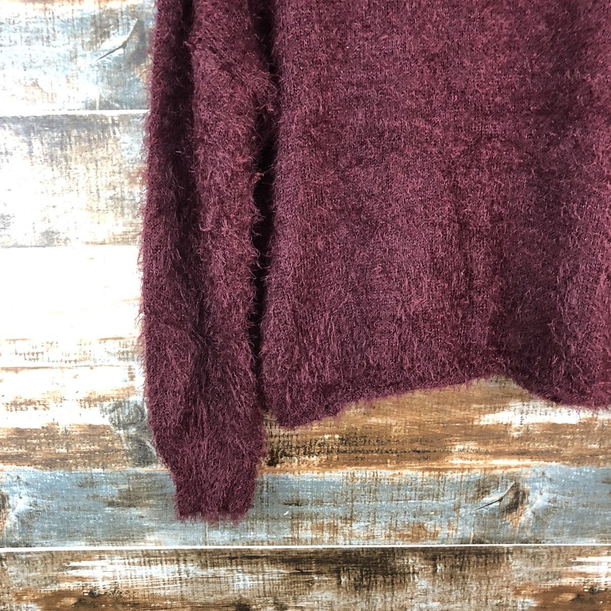 Homespun Knitwear × Japanese Brand DLL Hypen World Gallery Maroon Mohair Knitwear #C427 Size S / US 4 / IT 40 - 15 Thumbnail