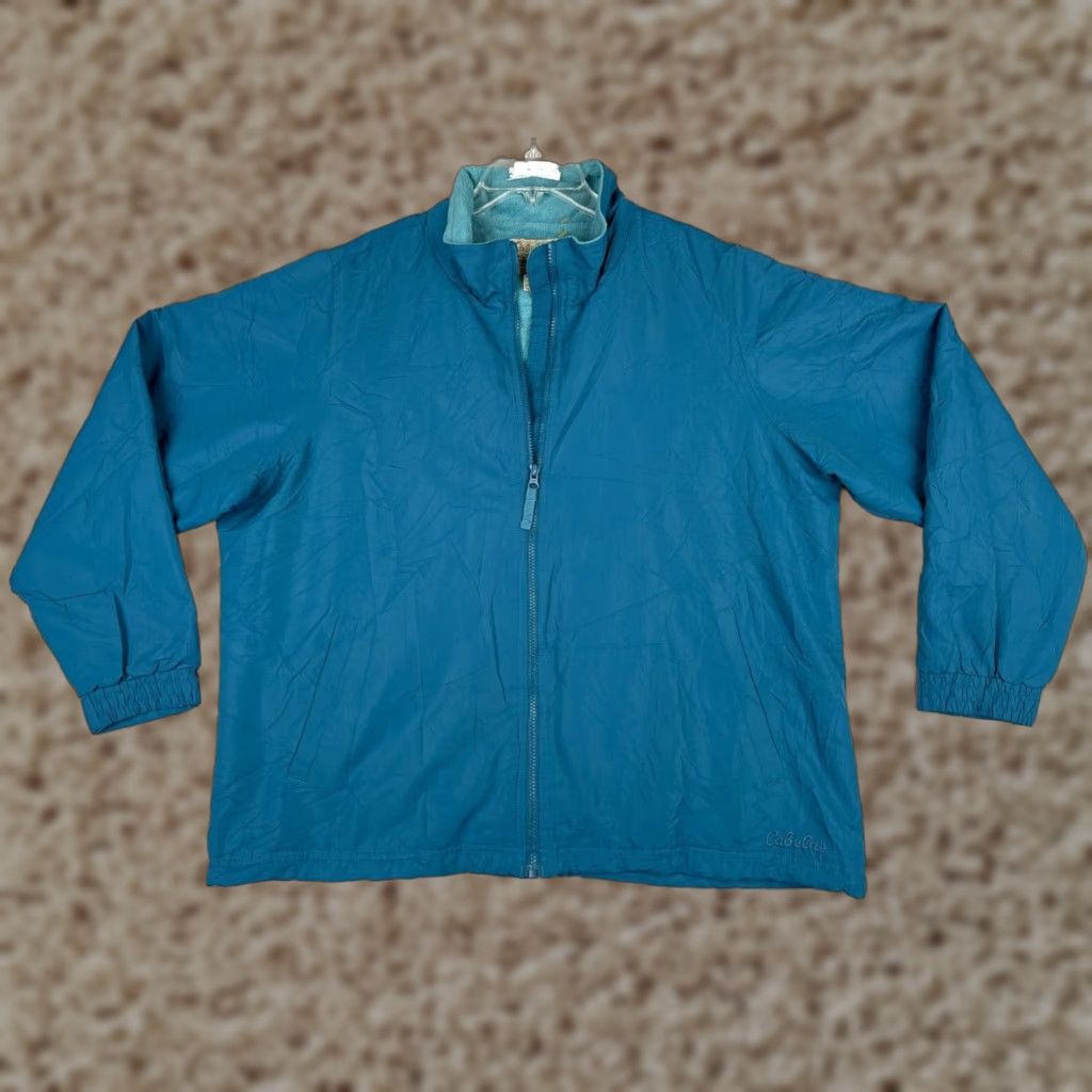 Vintage Cabelas Windbreaker Jacket Womens 2XL Blue Full Zip Fleece Lined Mock Neck Size 2XL Regular Fit Size XXL / US 16-18 / IT 52-54 - 1 Thumbnail