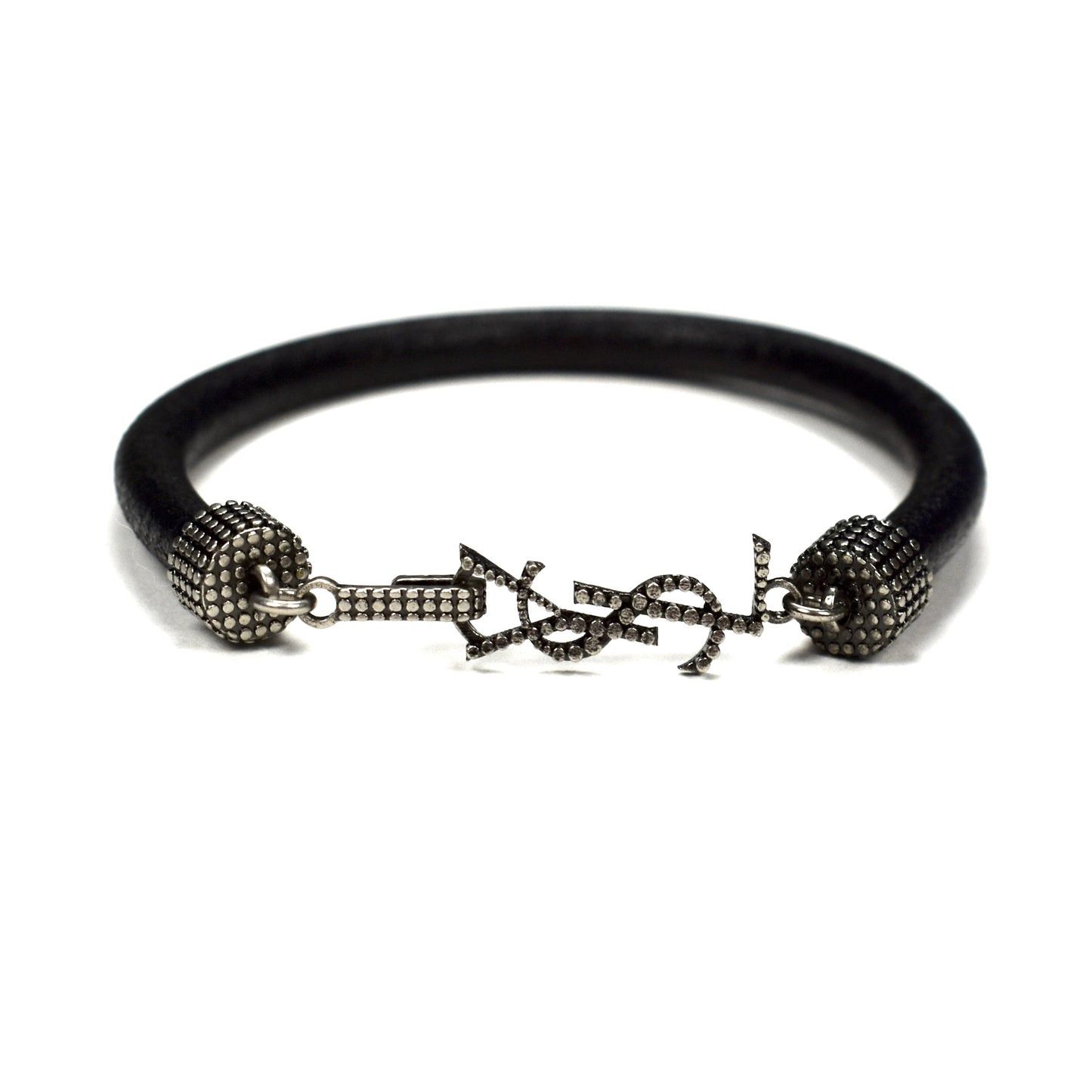 Saint Laurent YSL Logo Opyum Leather Bracelet