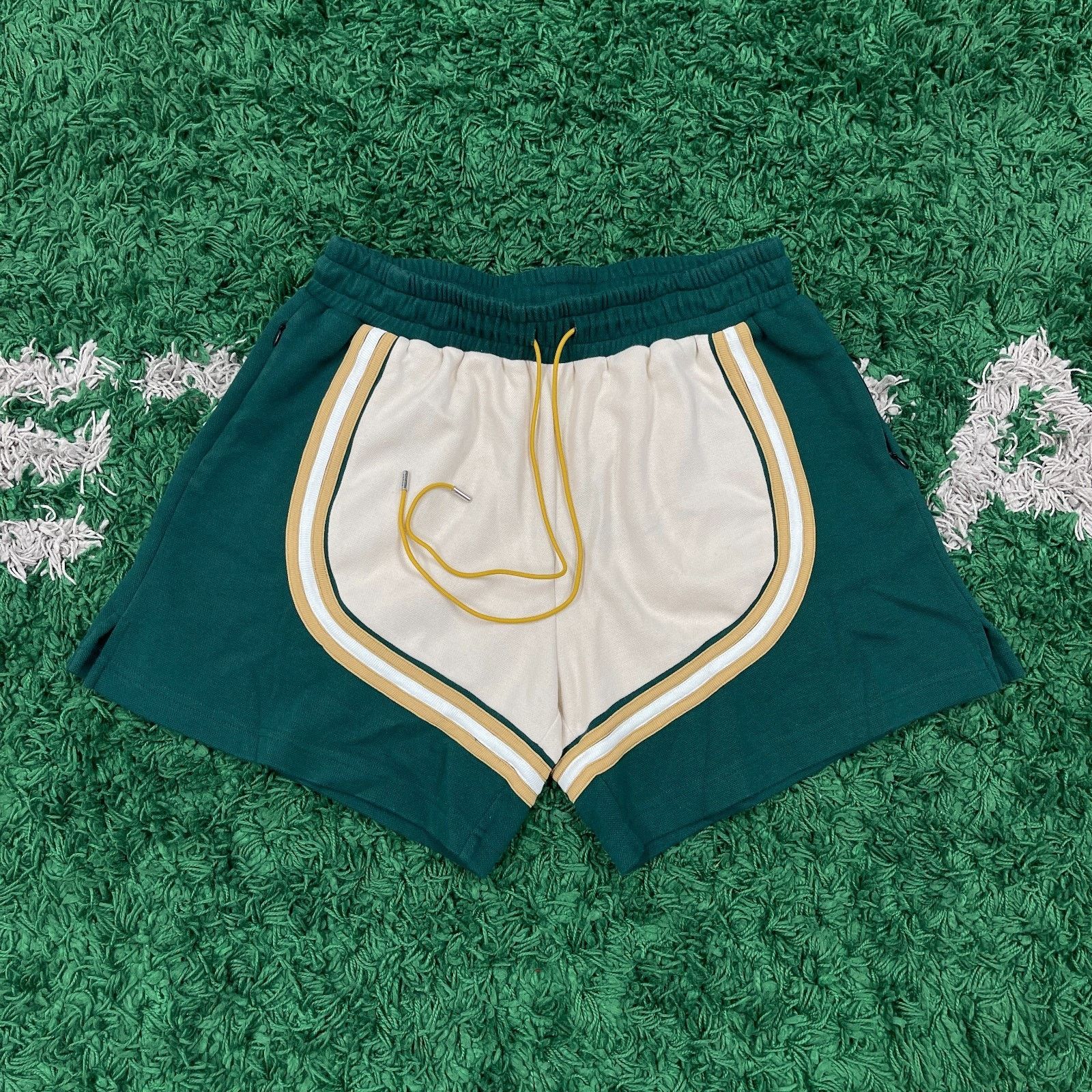 Rhude Rhude Crest Veille Track Shorts Size XL Green Yellow White Size US 30 / EU 46 - 1 Thumbnail