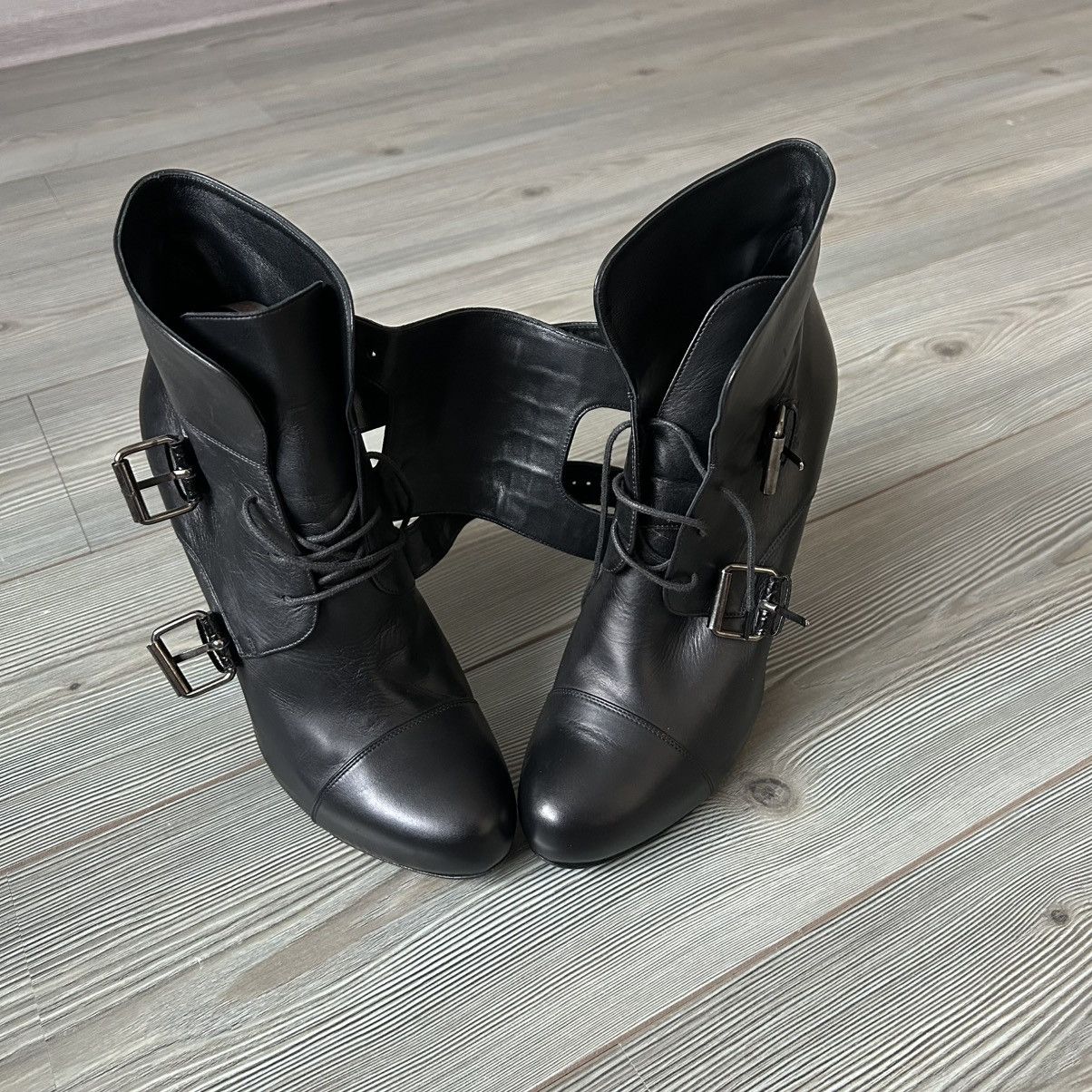 Sacai Sacai Black Buckle Leather Wedge Boots Size US 11 / IT 41 - 19 Thumbnail
