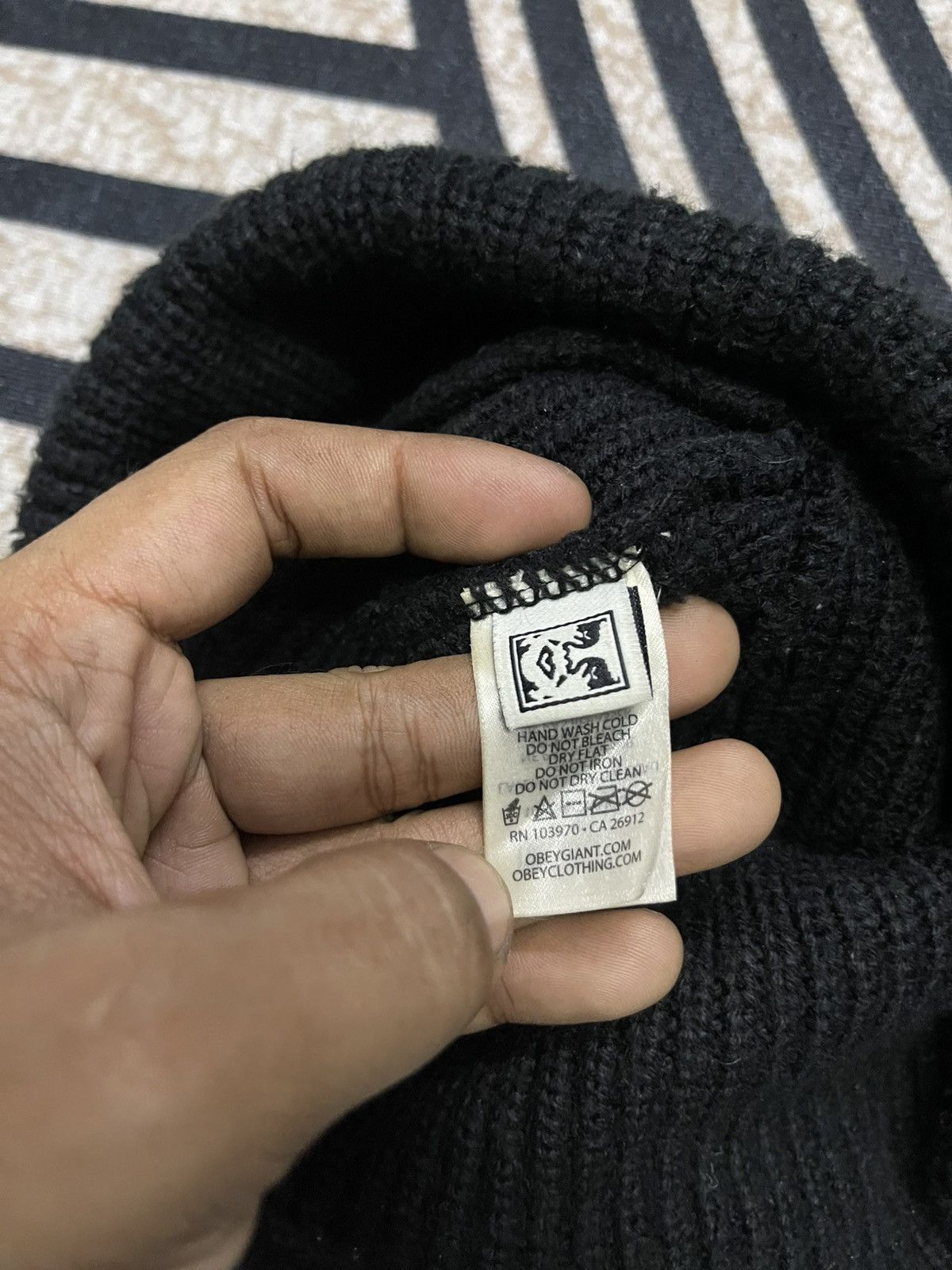 Obey × Shepard Fairey 2000s OBEY STUDDED LOGO BEANIE HAT Size ONE SIZE - 7 Thumbnail