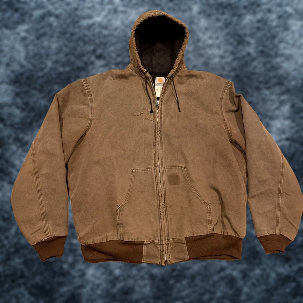 Carhartt VINTAGE Carhartt J68 Jacket Mens 2XLT Quilted Lined Distressed Workwear Bomber Jacket Brown, 90s USA Carhartt J68, Big & Tall Mens Jacket Size US XXL / EU 58 / 5 - 1 Thumbnail