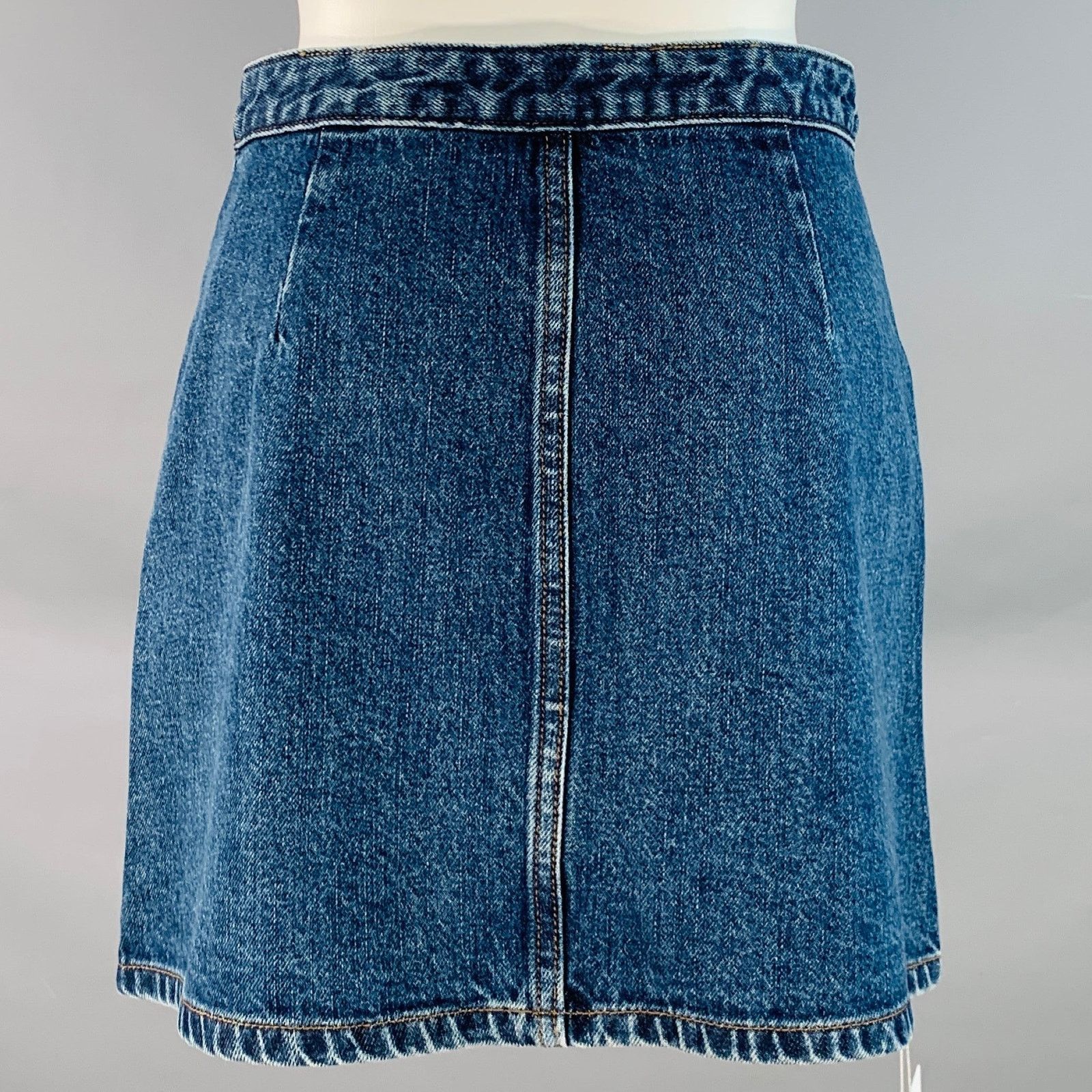 Self-Portrait 4 Diamante Bow Blue Cotton Rhinestones A-Line Mini Skirt Size 27" / US 4 / IT 40 - 2 Thumbnail