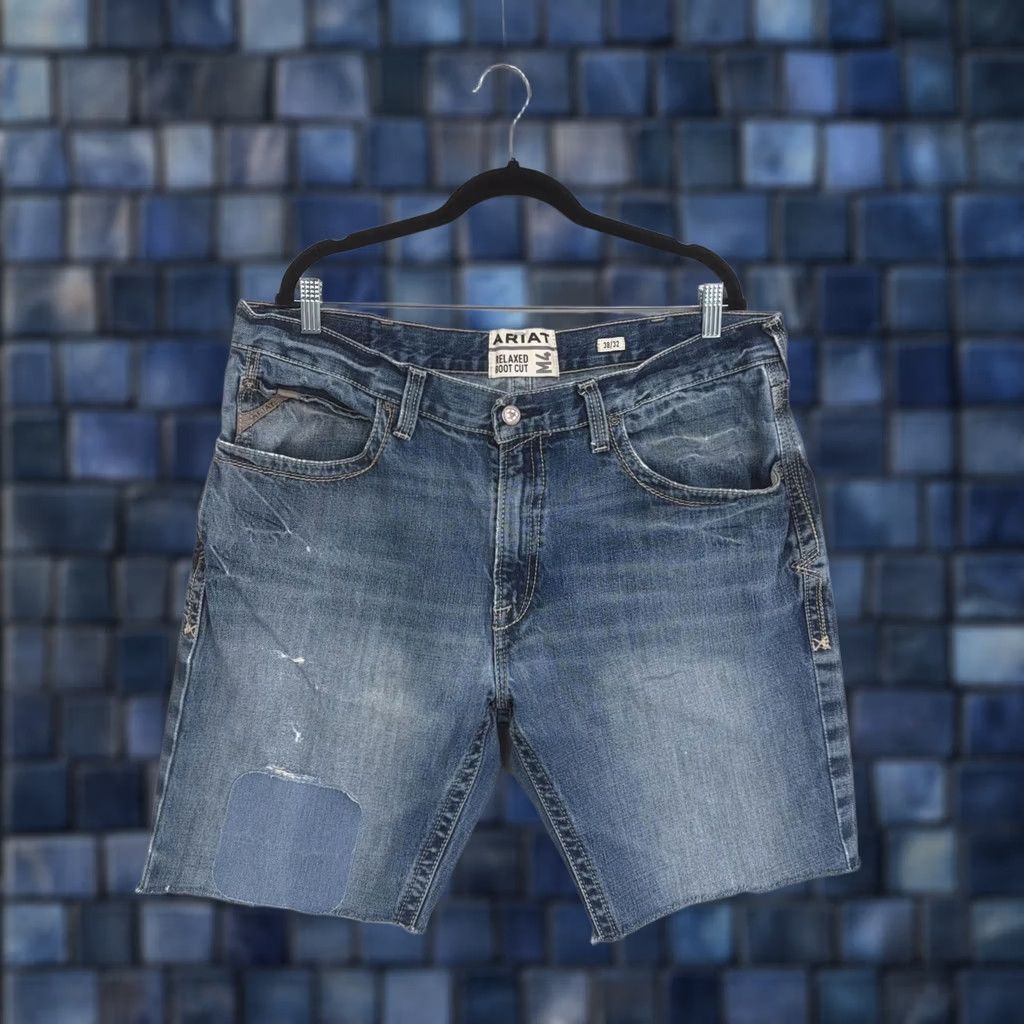 Ariat Ariat Shorts Mens 38 Blue M4 Relaxed Cutoff Distressed Jorts Patched Hem Size US 38 / EU 54 - 1 Thumbnail